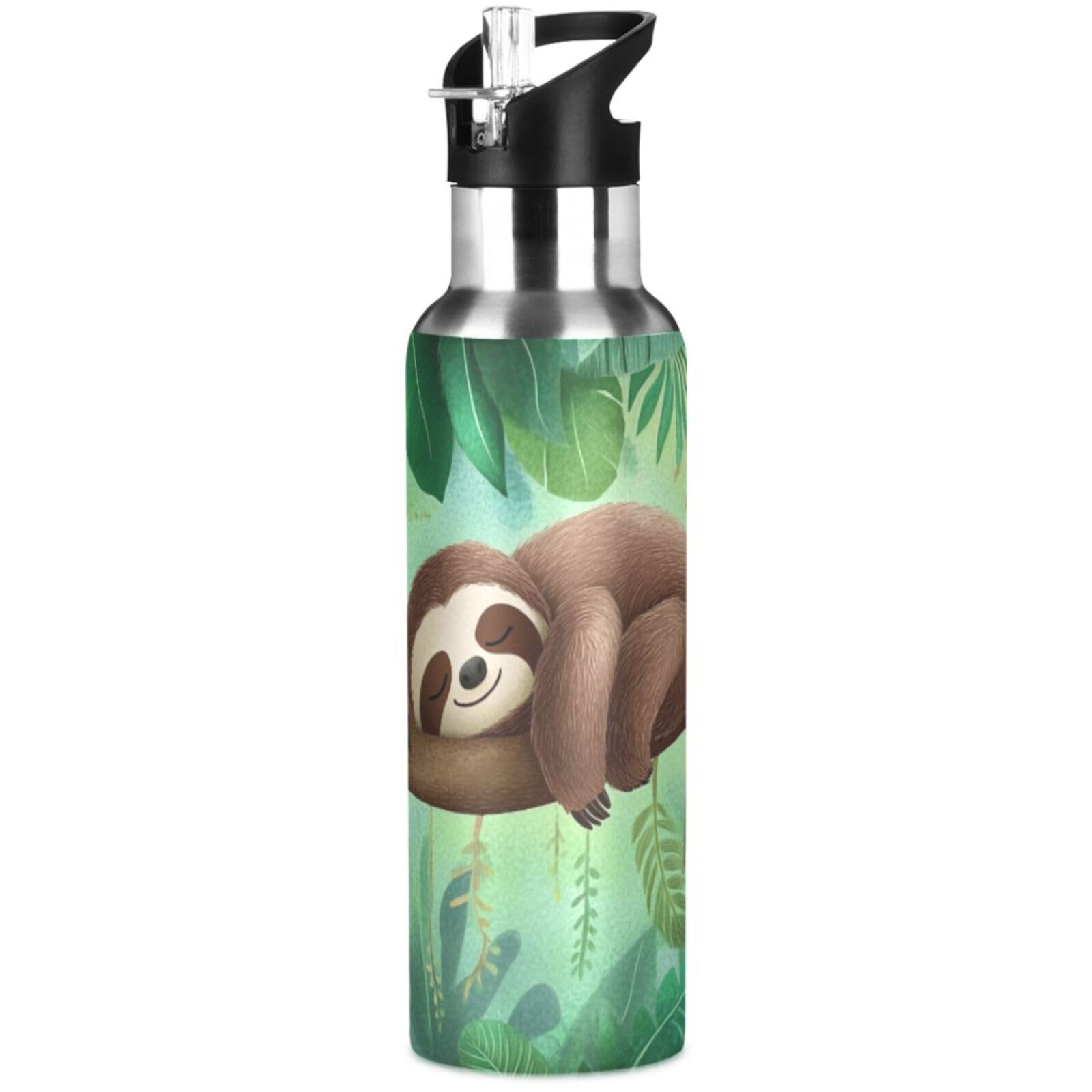 Ski Water Bottle Kids Insulated Sports Vacuum Stainless Steel Mug with Straw Lid & Handle 20 oz