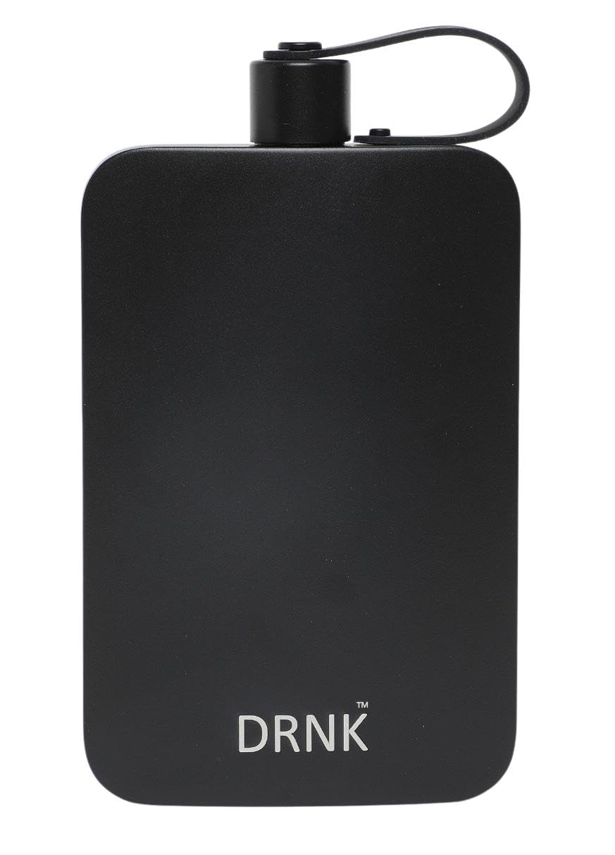 DRNK Steel | Flat Water Bottle as Seen on Shark Tank | Workplace Hydration, Travel, Hiking, and Gym | Leak Proof | Non-Toxic | BPA-Free | 17oz (500ml) [GunMetal Grey]