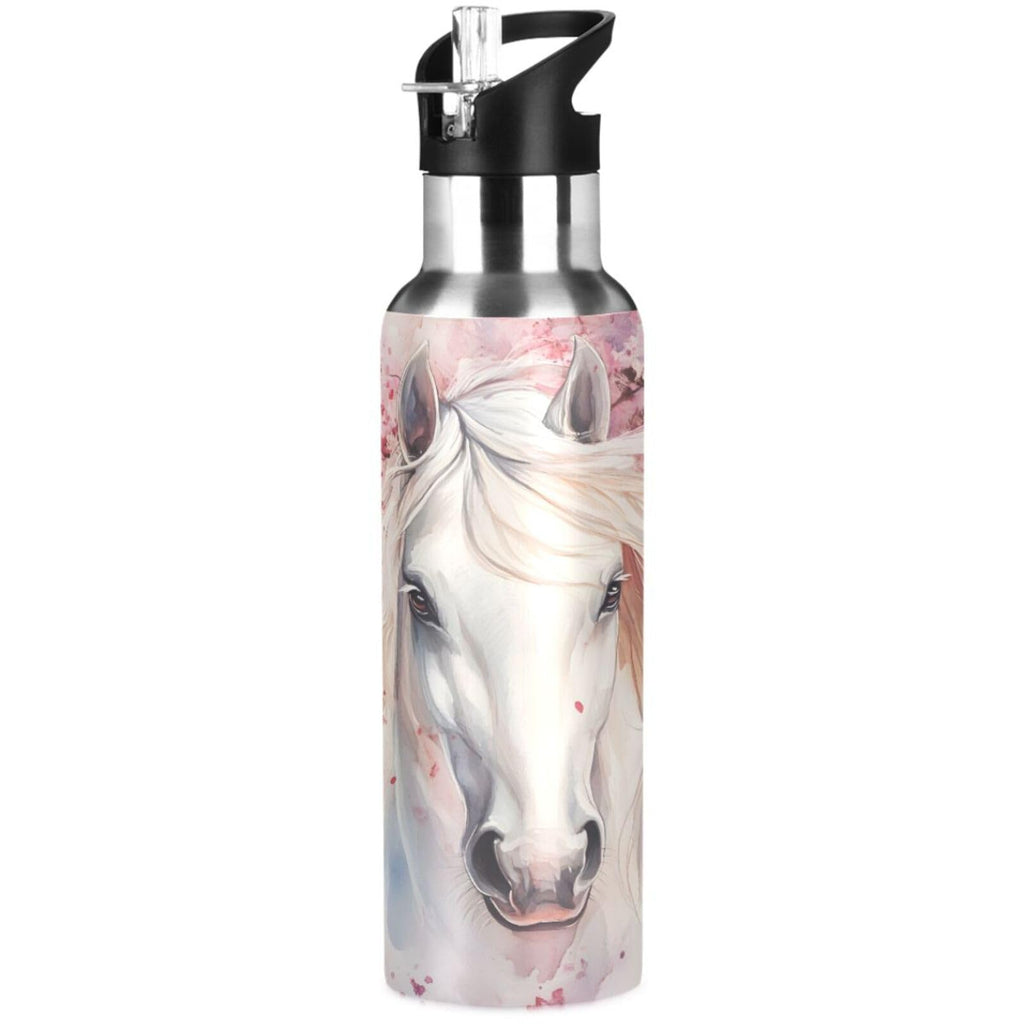 Ski Water Bottle Kids Insulated Sports Vacuum Stainless Steel Mug with Straw Lid & Handle 20 oz