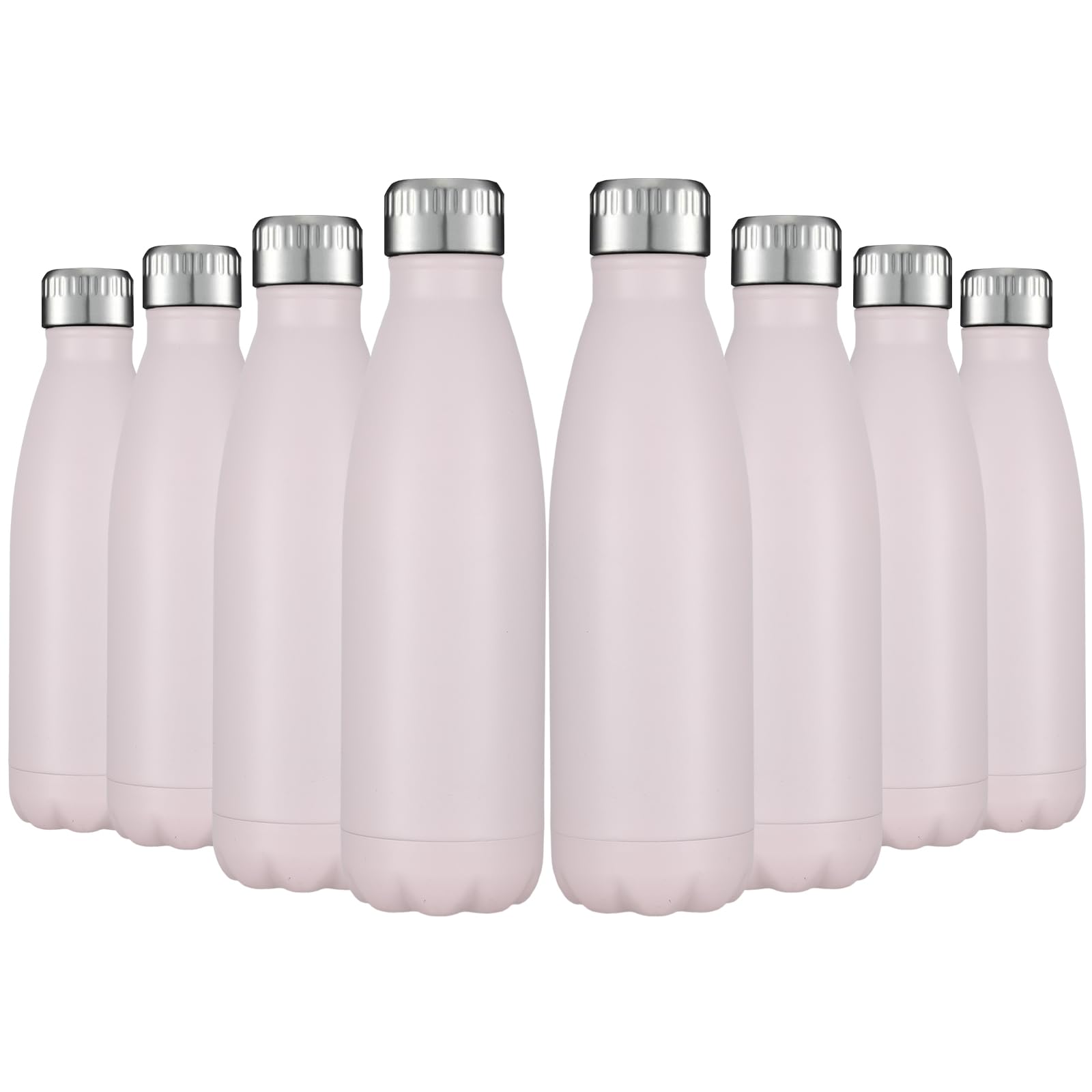 HASLE OUTFITTERS 17oz Stainless Steel Water Bottles Bulk, Vacuum Insulated Water Bottles Double Walled Powder Coated Reusable Metal Sports Water Bottles Keep Drinks Hot and Cold, White, 8Packs