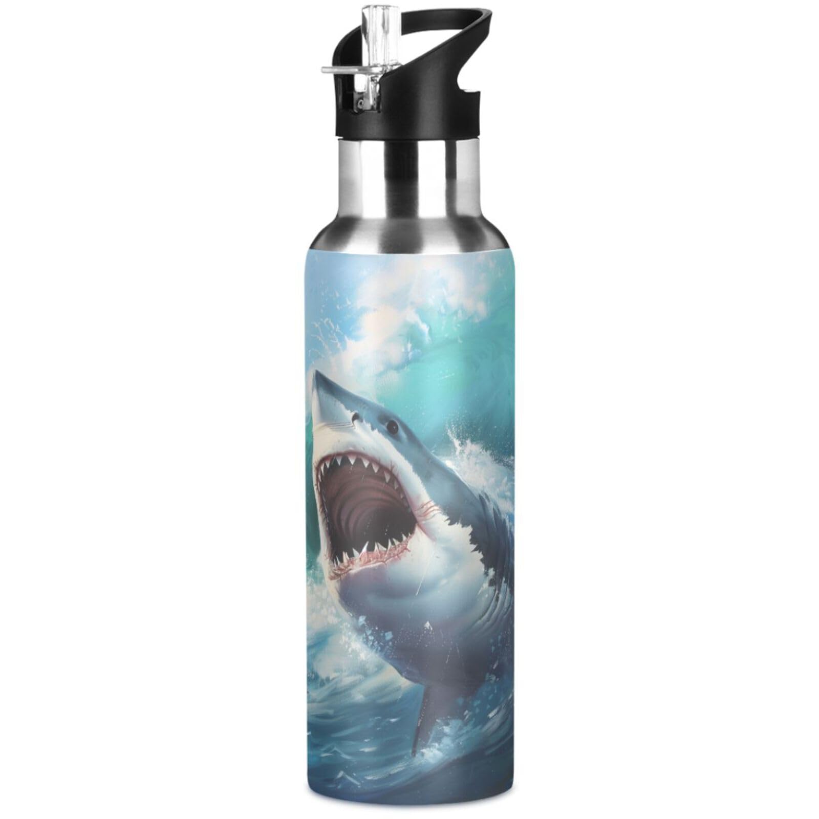 Ski Water Bottle Kids Insulated Sports Vacuum Stainless Steel Mug with Straw Lid & Handle 20 oz