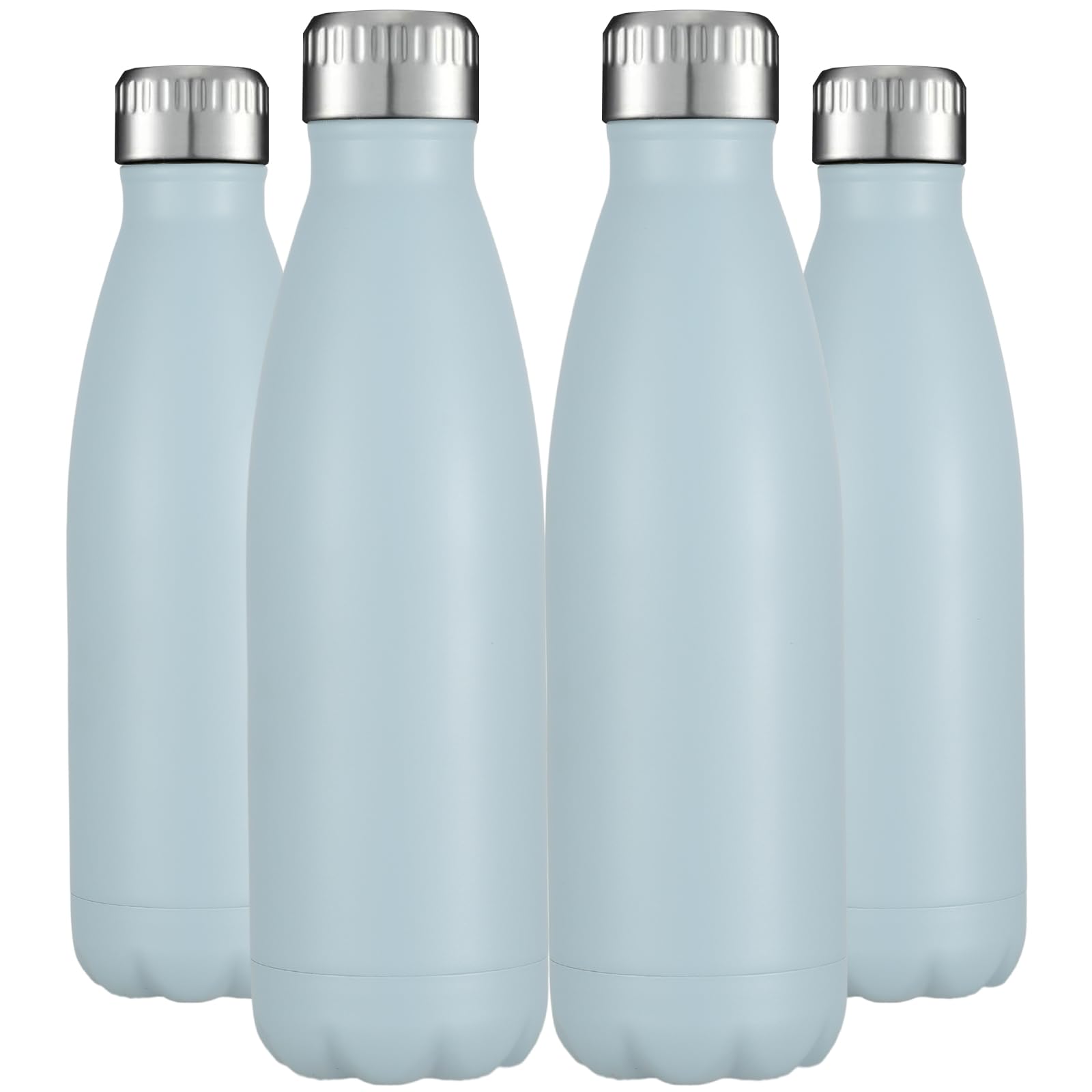 HASLE OUTFITTERS 17oz Stainless Steel Water Bottles Bulk, Vacuum Insulated Water Bottles Double Walled Powder Coated Reusable Metal Sports Water Bottles Keep Drinks Hot and Cold, White, 8Packs