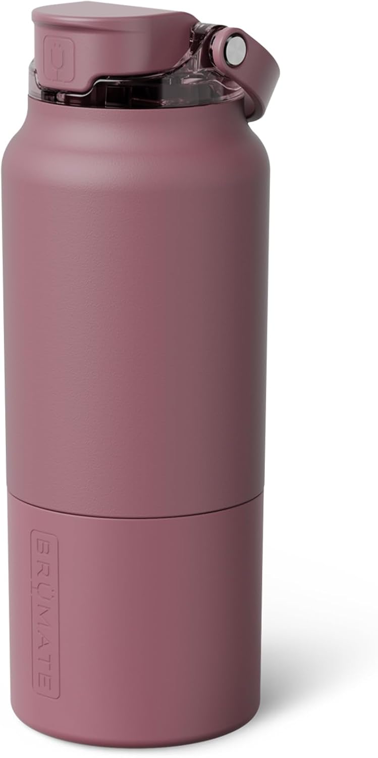 BrüMate Rise 35oz Water Bottle With Covered Silicone Straw | 100% Leakproof Insulated Water Bottle | Soft Sip Silicone Spout | Made of Stainless Steel | 35oz (Rose Taupe)