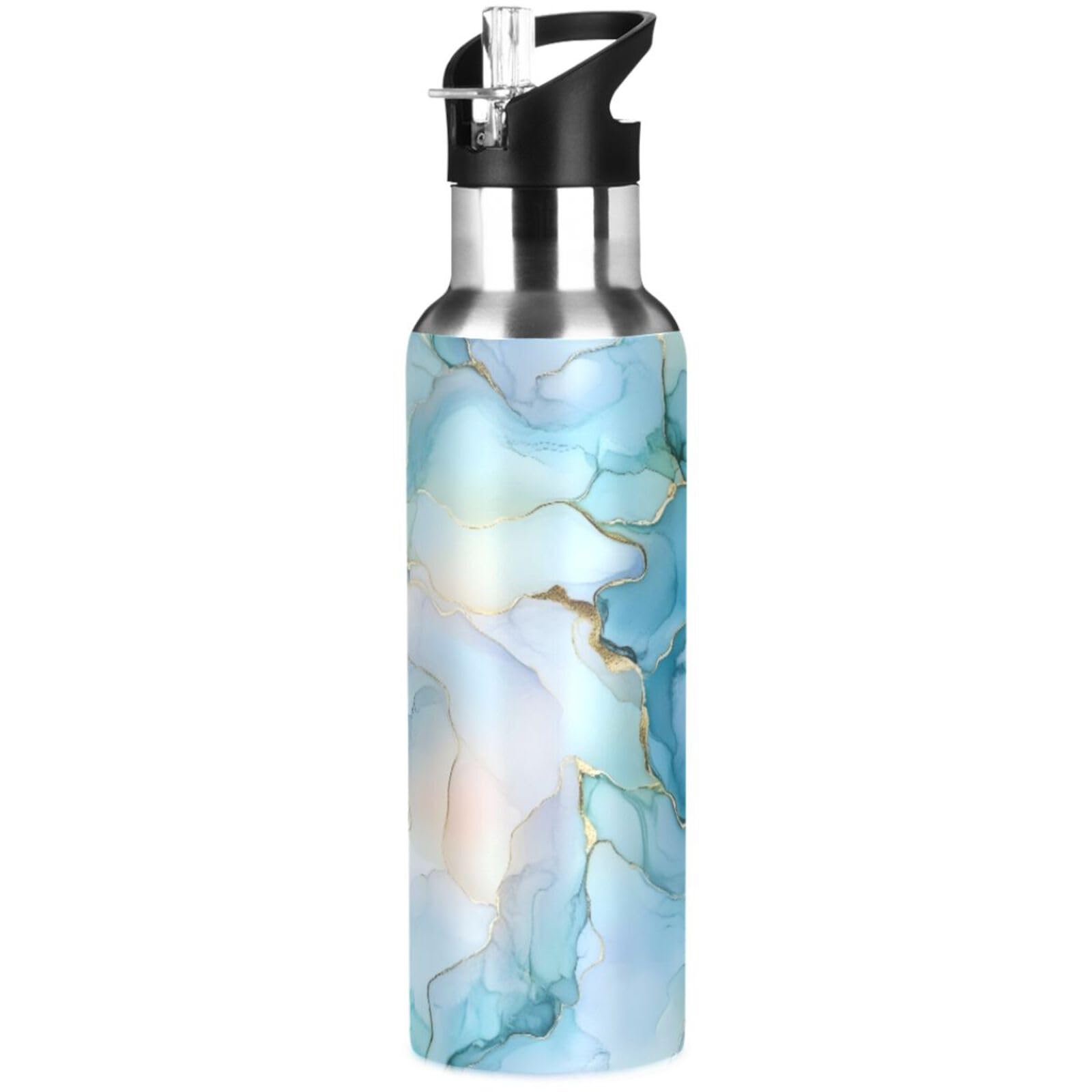 Ski Water Bottle Kids Insulated Sports Vacuum Stainless Steel Mug with Straw Lid & Handle 20 oz