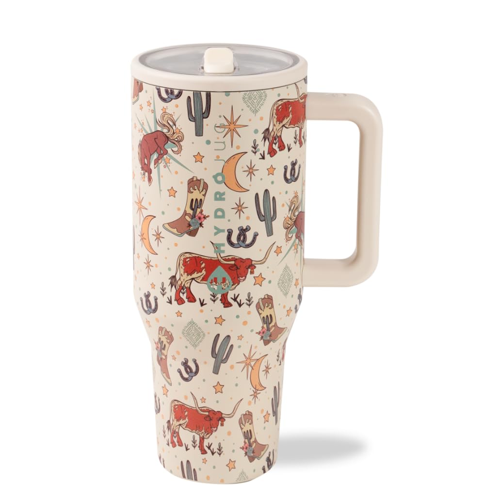 HydroJug Traveler - 32 oz Water Bottle with Handle & Flip Straw - Fits in Cup Holder, Leak Resistant Tumbler-Reusable Insulated Stainless Steel & Rubber Base - Gifts for Women & Men, Black