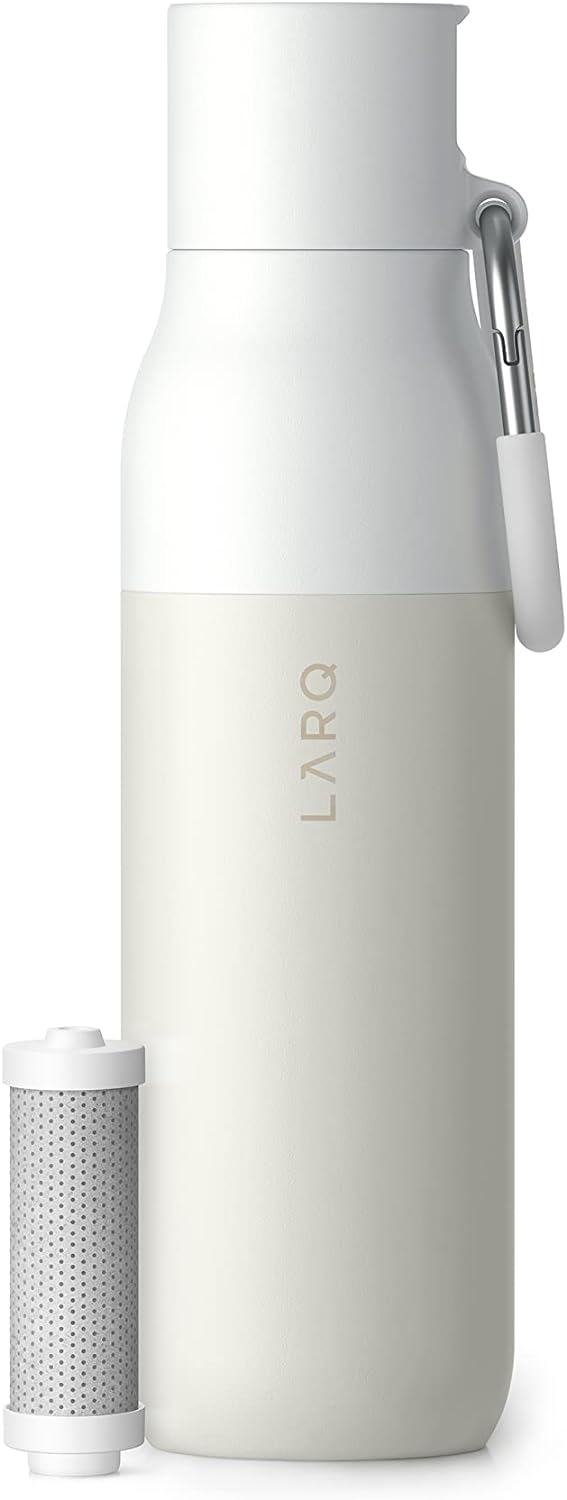 LARQ Bottle Filtered - Insulated Stainless Steel Water Bottle BPA Free with Nano Zero Technology and Long-Lasting Filters, Granite White, 25oz