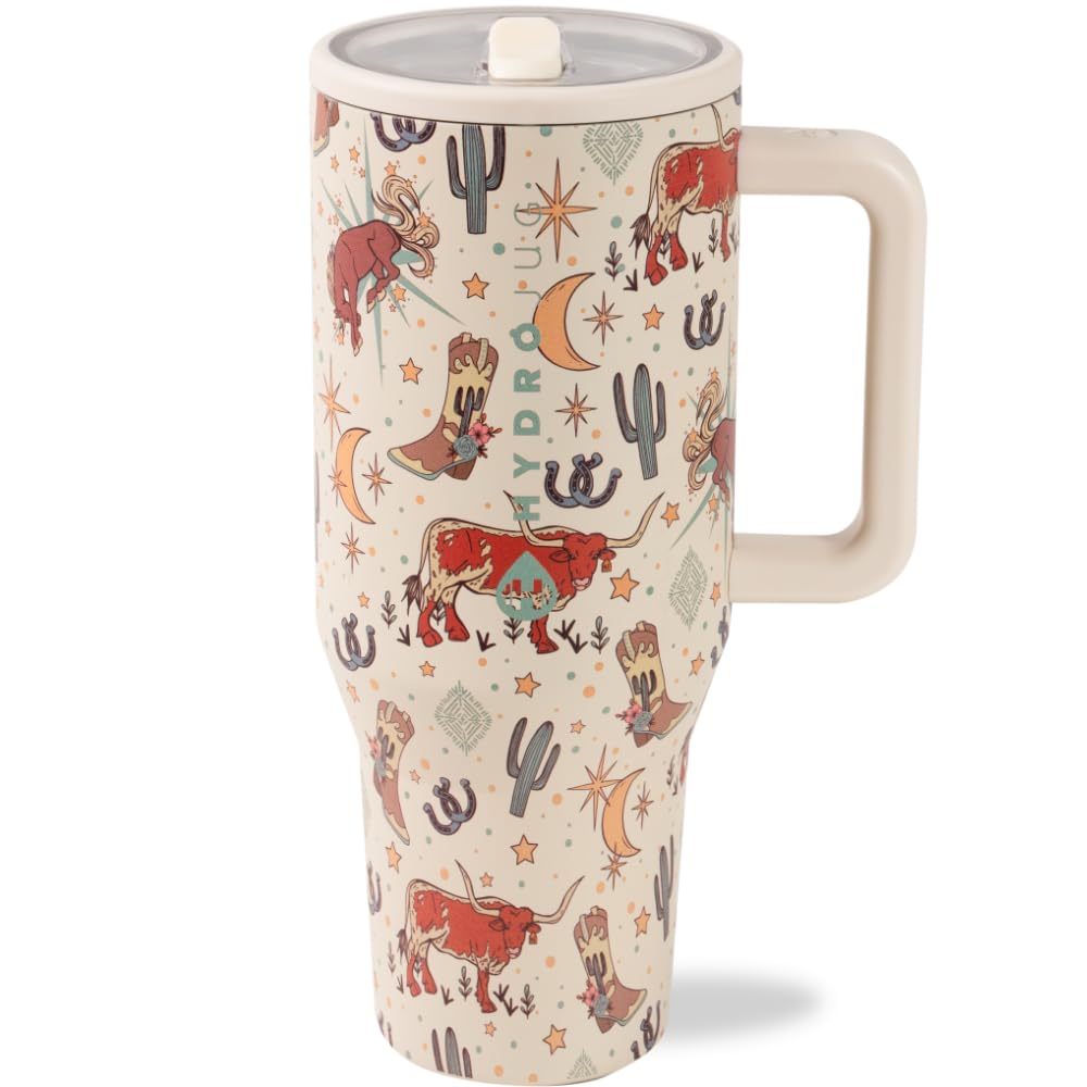 HydroJug Traveler - 32 oz Water Bottle with Handle & Flip Straw - Fits in Cup Holder, Leak Resistant Tumbler-Reusable Insulated Stainless Steel & Rubber Base - Gifts for Women & Men, Black