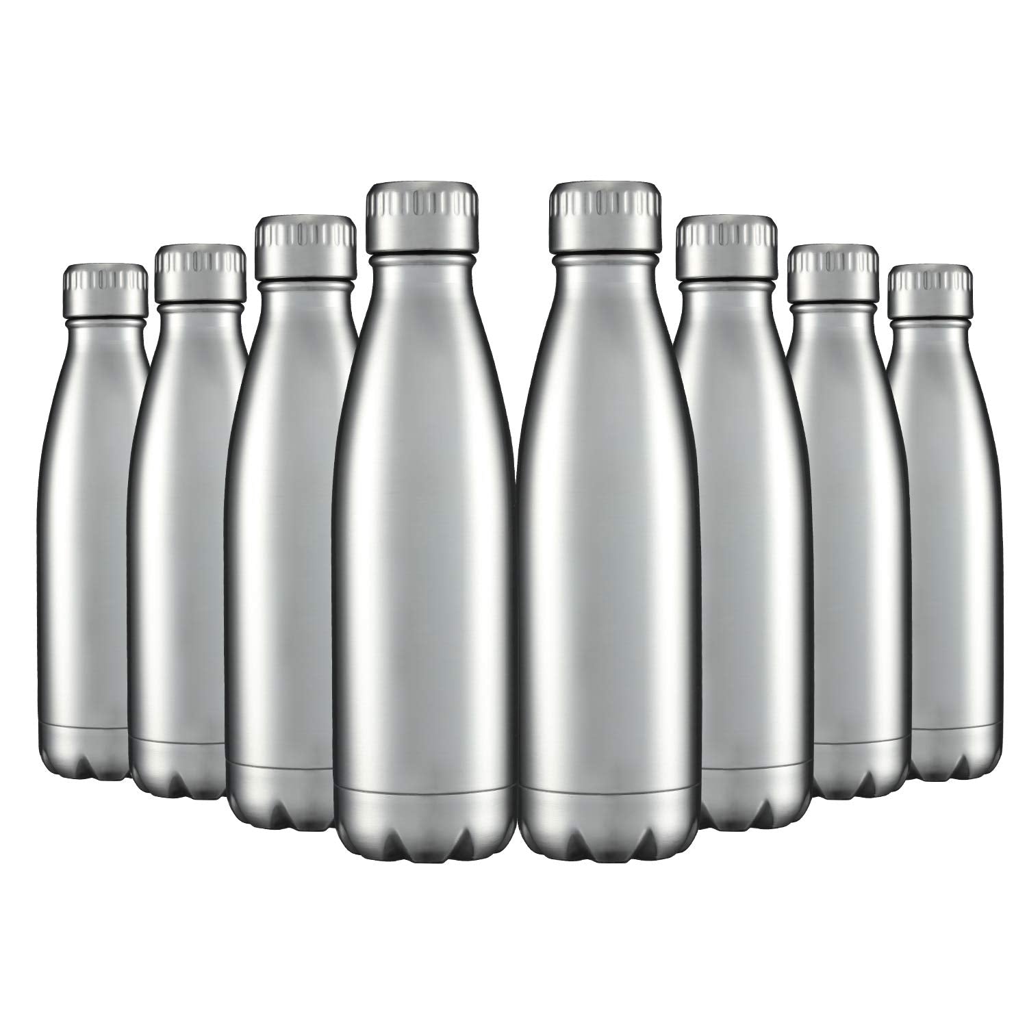 HASLE OUTFITTERS 17oz Stainless Steel Water Bottles Bulk, Vacuum Insulated Water Bottles Double Walled Powder Coated Reusable Metal Sports Water Bottles Keep Drinks Hot and Cold, White, 8Packs