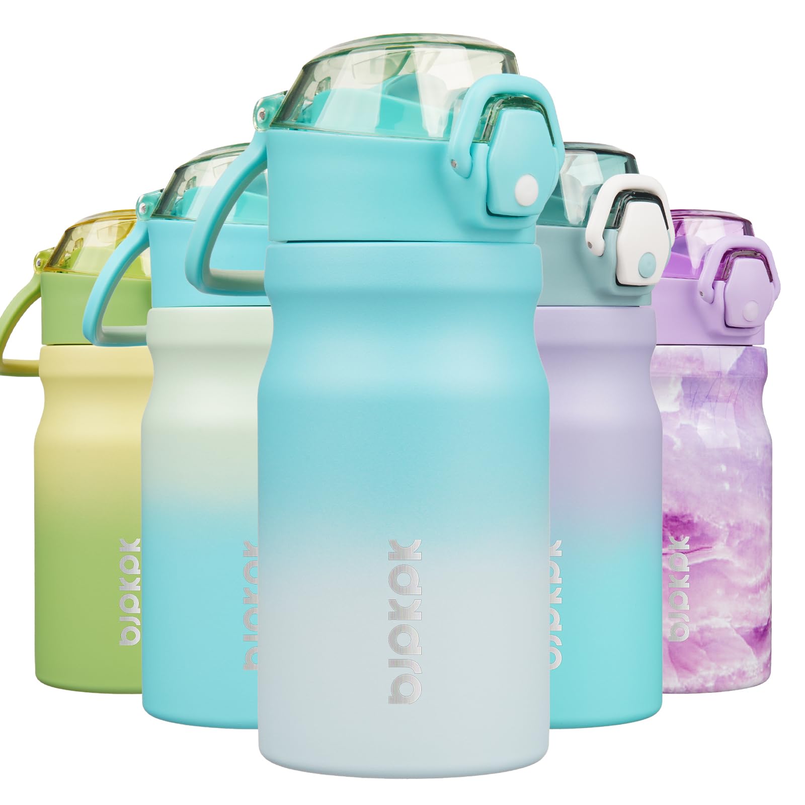 BJPKPK Stainless Steel Insulated Water Bottle with Straw Lid 14oz Reusable Metal Thermal Flask Bottles Keep Cold and Hot,Light Pink