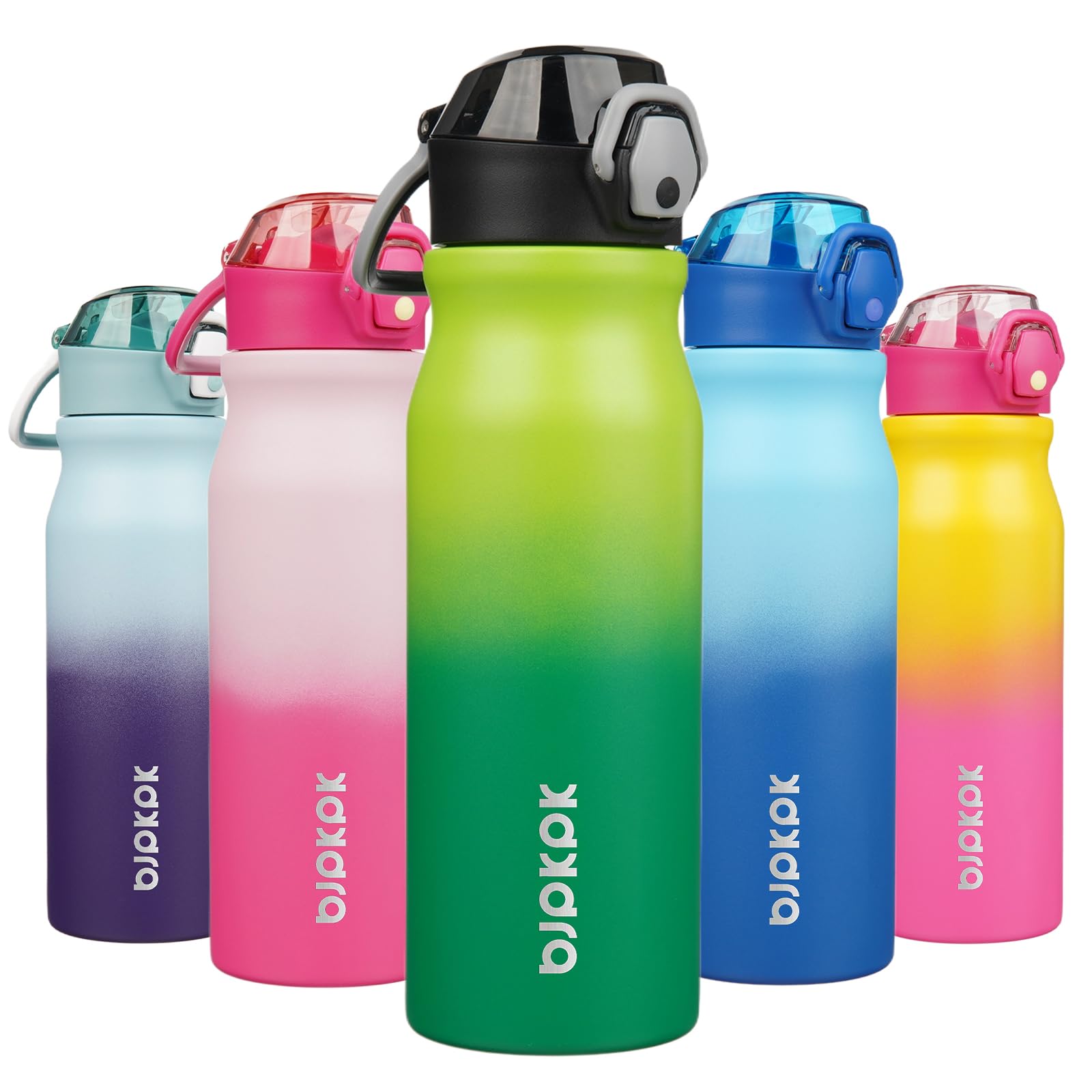 BJPKPK Stainless Steel Insulated Water Bottle with Straw Lid 14oz Reusable Metal Thermal Flask Bottles Keep Cold and Hot,Light Pink