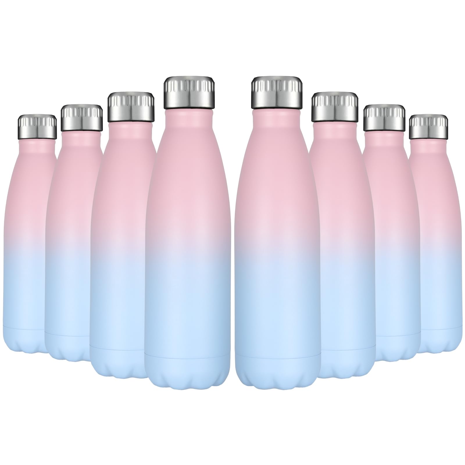 HASLE OUTFITTERS 17oz Stainless Steel Water Bottles Bulk, Vacuum Insulated Water Bottles Double Walled Powder Coated Reusable Metal Sports Water Bottles Keep Drinks Hot and Cold, White, 8Packs