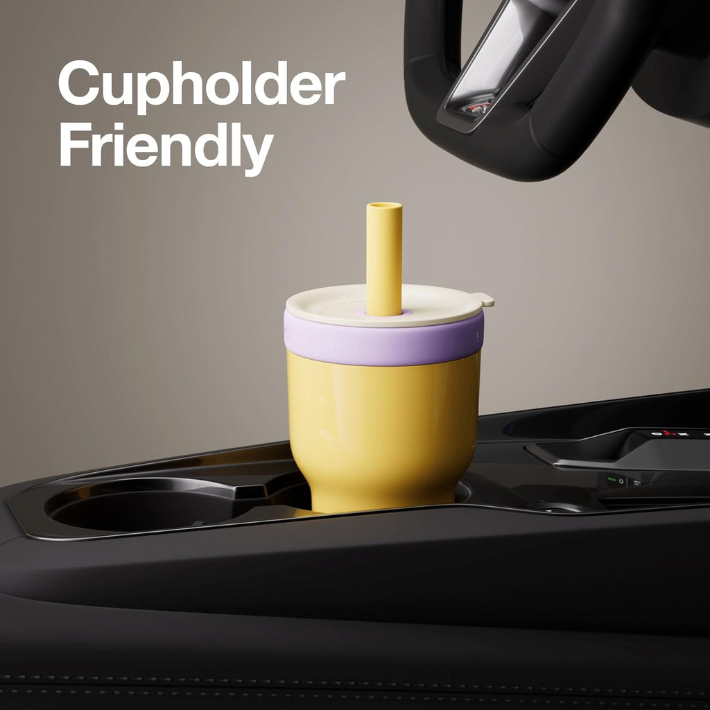 CHAKO LAB Insulated Stainless Steel Water Bottle | Dual-layer tumbler with Glass Linner and Stainsteel Linner | BPA-Free Leak Proof Thermos | 20oz Bottle with Two Straw | Yellow & Purple