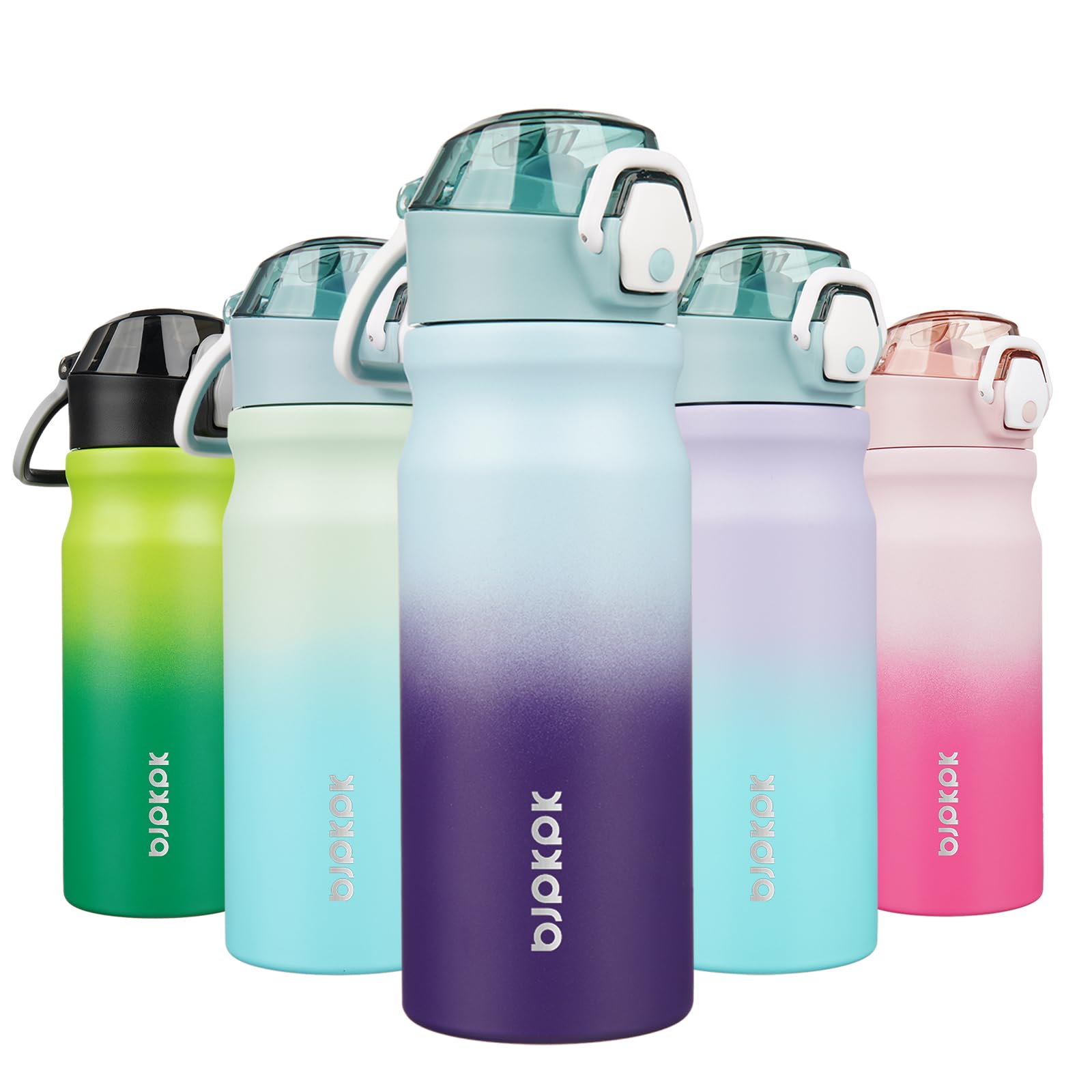 BJPKPK Stainless Steel Insulated Water Bottle with Straw Lid 14oz Reusable Metal Thermal Flask Bottles Keep Cold and Hot,Light Pink