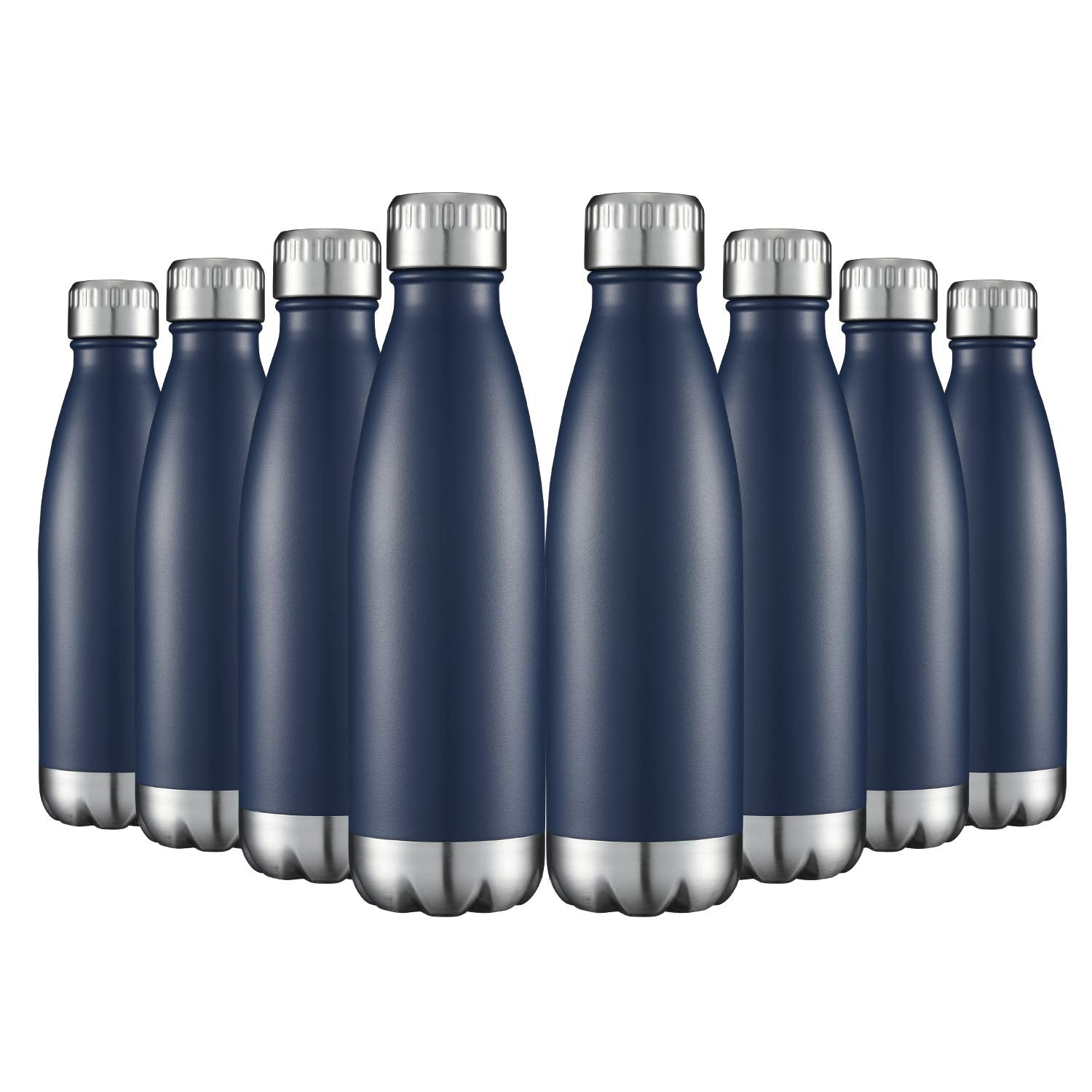 HASLE OUTFITTERS 17oz Stainless Steel Water Bottles Bulk, Vacuum Insulated Water Bottles Double Walled Powder Coated Reusable Metal Sports Water Bottles Keep Drinks Hot and Cold, White, 8Packs