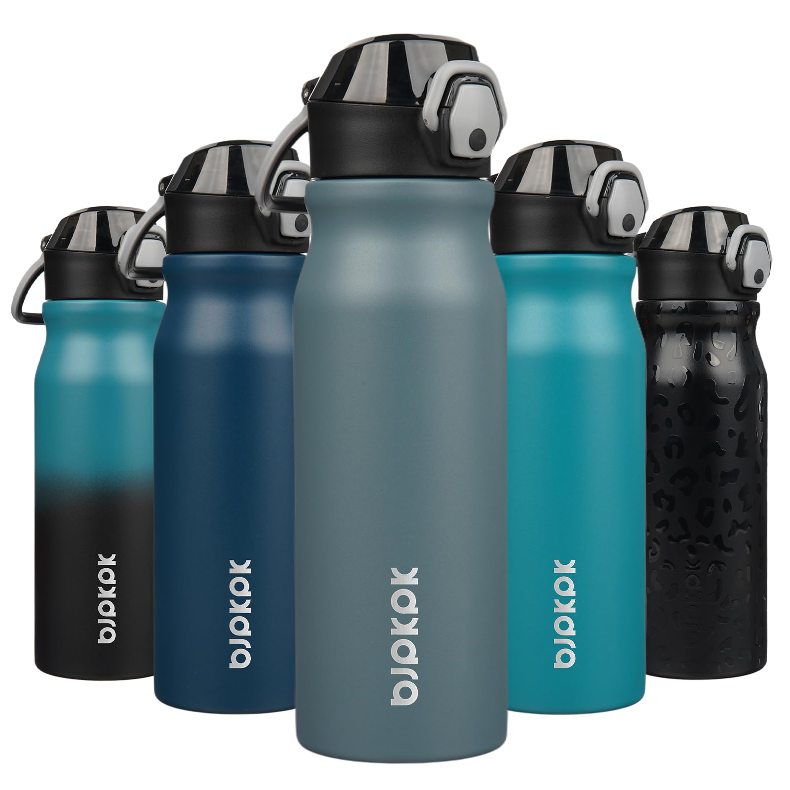 BJPKPK Stainless Steel Insulated Water Bottle with Straw Lid 14oz Reusable Metal Thermal Flask Bottles Keep Cold and Hot,Light Pink