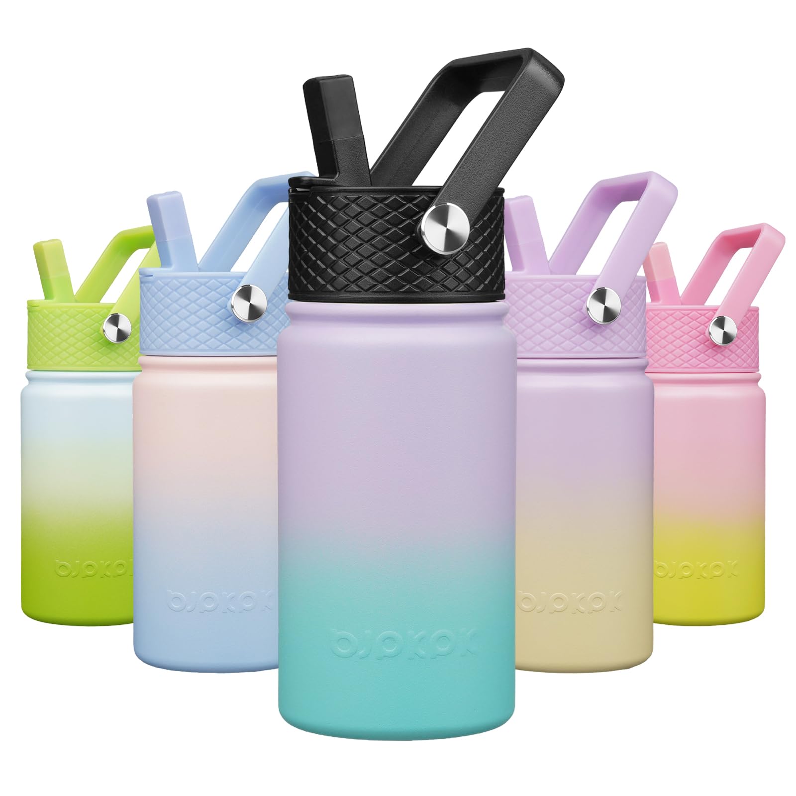 BJPKPK Insulated Water Bottle with Straw Lid, 15 oz Stainless Steel Metal Water Bottles, Reusable Leak Proof BPA Free Thermo, Flask, Cups - Lavender