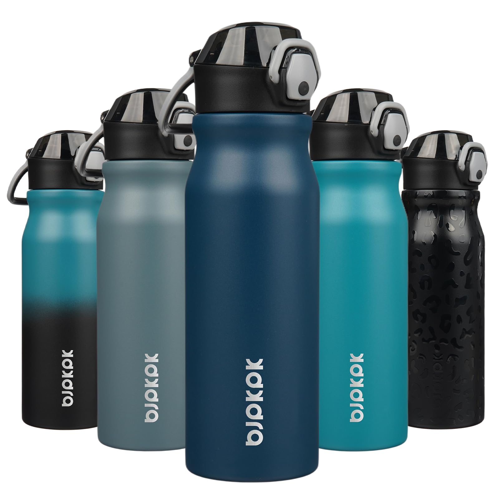 BJPKPK Stainless Steel Insulated Water Bottle with Straw Lid 14oz Reusable Metal Thermal Flask Bottles Keep Cold and Hot,Light Pink