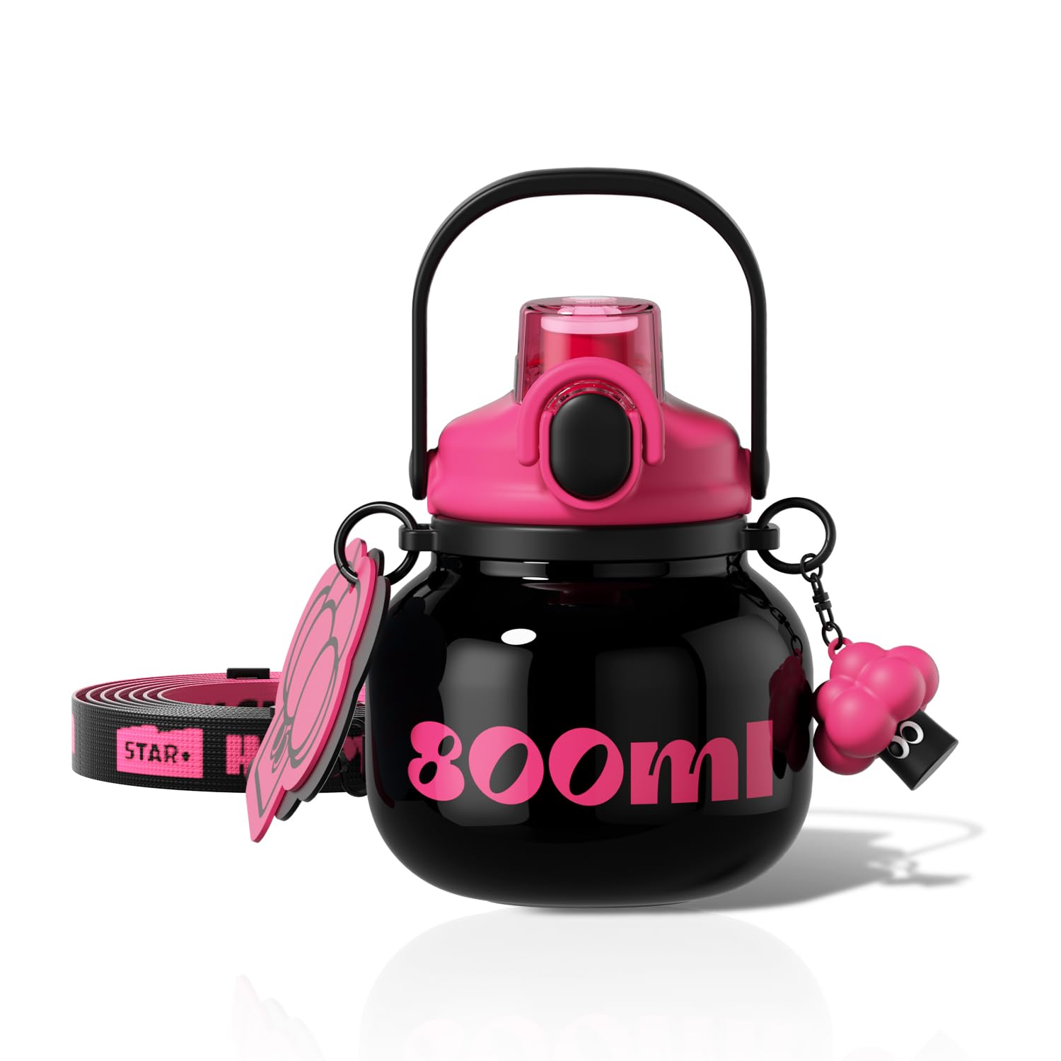 60 oz Big Water Bottle with Straw and Carry Handle, Pink Wide Mouth Vacuum Insulated Stainless Steel Bottles Easy Carry Tumbler for Women