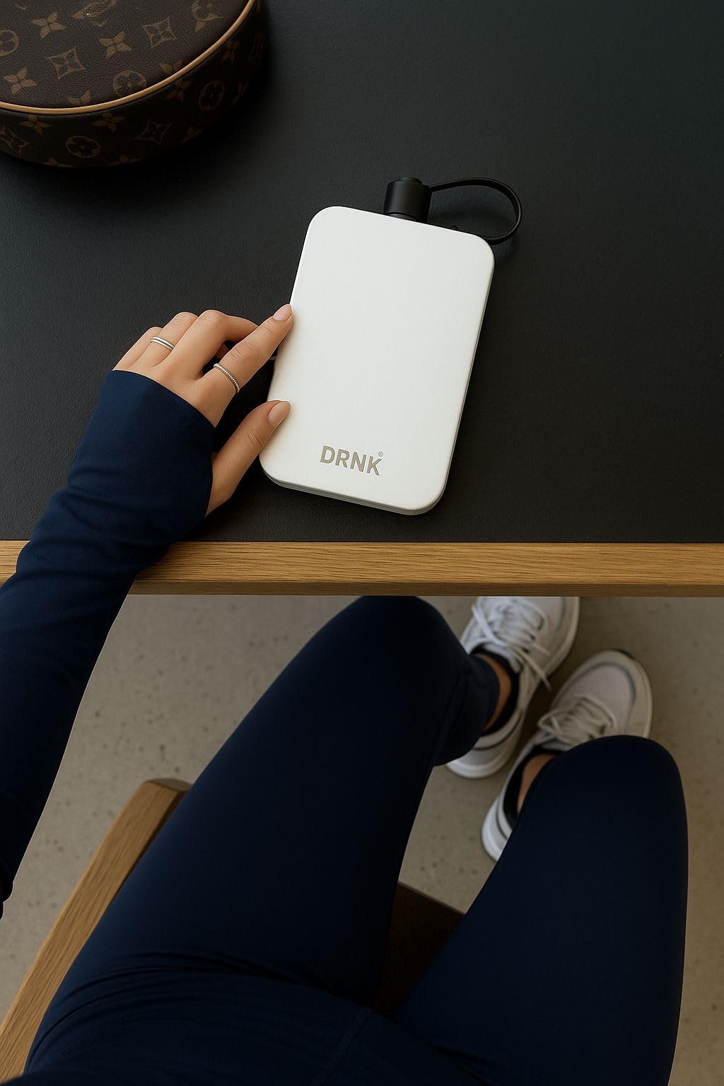 DRNK Steel | Flat Water Bottle as Seen on Shark Tank | Workplace Hydration, Travel, Hiking, and Gym | Leak Proof | Non-Toxic | BPA-Free | 17oz (500ml) [GunMetal Grey]