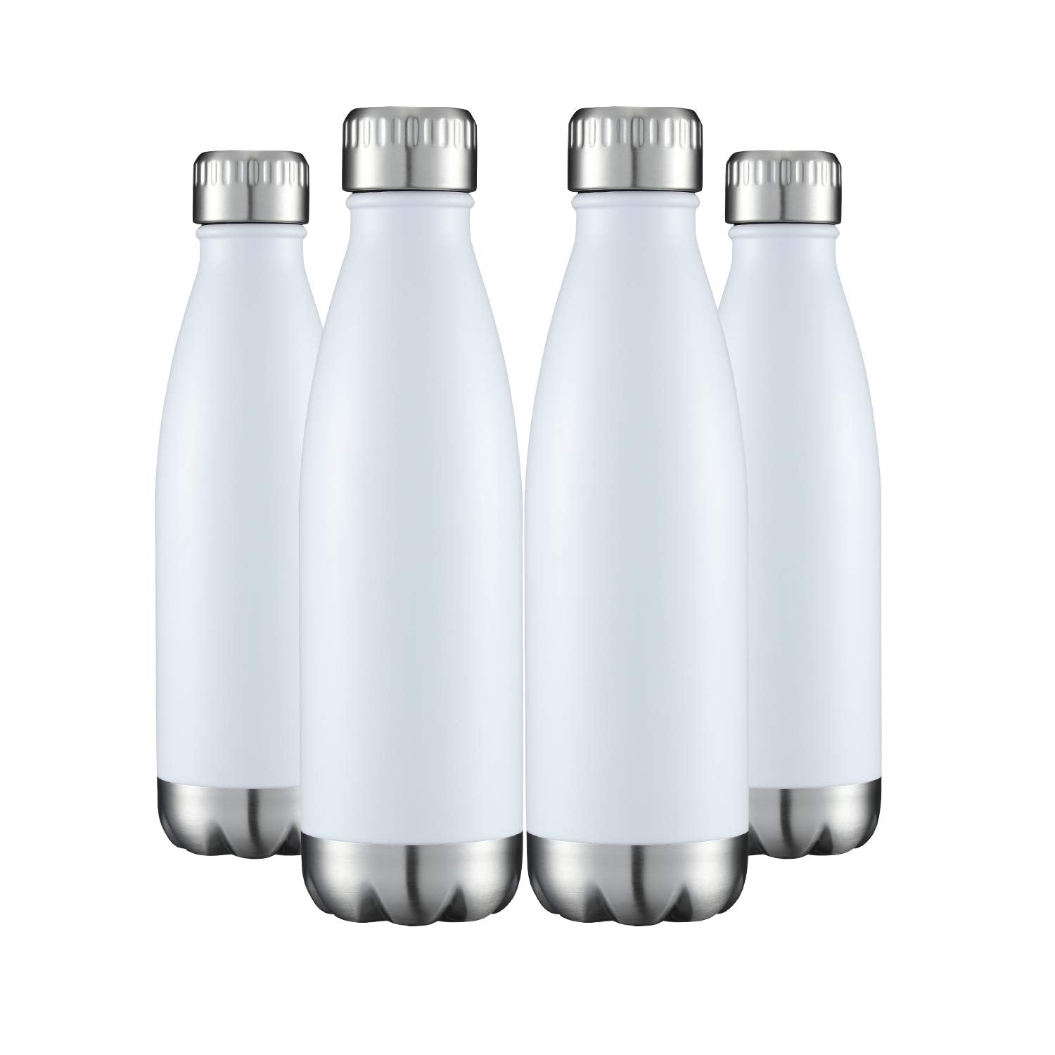 HASLE OUTFITTERS 17oz Stainless Steel Water Bottles Bulk, Vacuum Insulated Water Bottles Double Walled Powder Coated Reusable Metal Sports Water Bottles Keep Drinks Hot and Cold, White, 8Packs