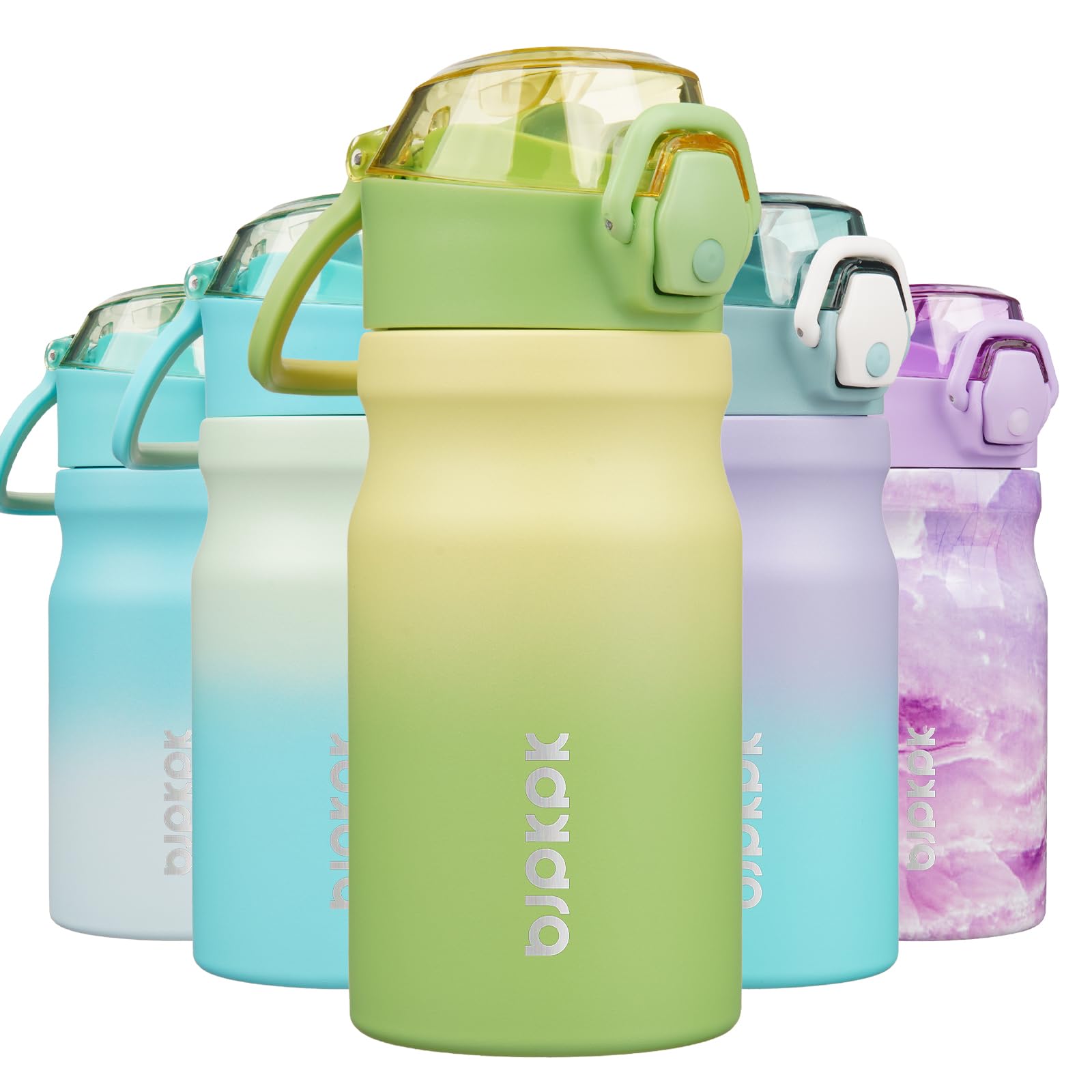 BJPKPK Stainless Steel Insulated Water Bottle with Straw Lid 14oz Reusable Metal Thermal Flask Bottles Keep Cold and Hot,Light Pink