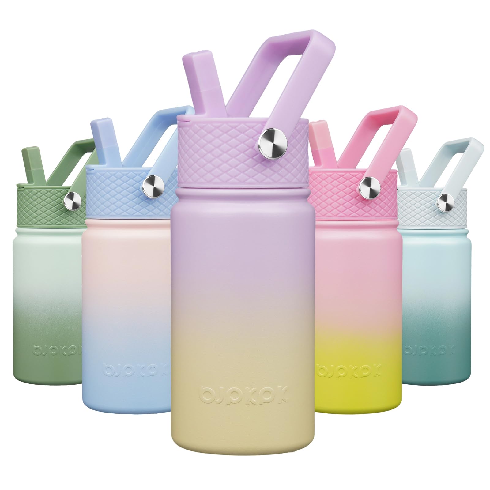 BJPKPK Insulated Water Bottle with Straw Lid, 15 oz Stainless Steel Metal Water Bottles, Reusable Leak Proof BPA Free Thermo, Flask, Cups - Lavender