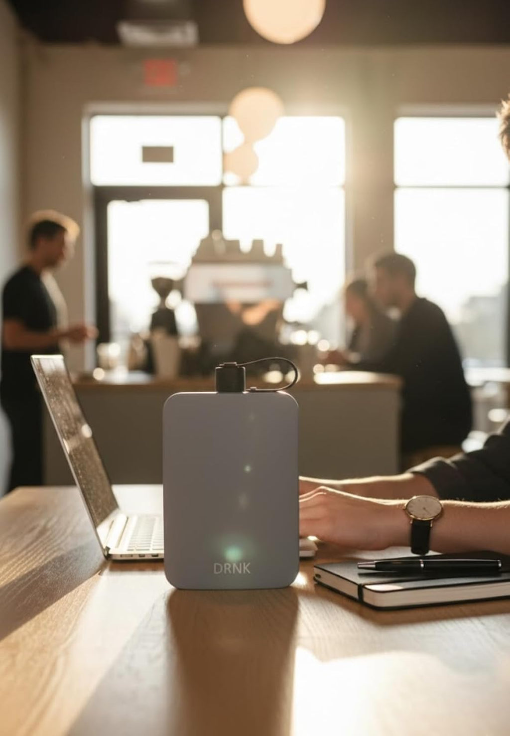 DRNK Steel | Flat Water Bottle as Seen on Shark Tank | Workplace Hydration, Travel, Hiking, and Gym | Leak Proof | Non-Toxic | BPA-Free | 17oz (500ml) [GunMetal Grey]