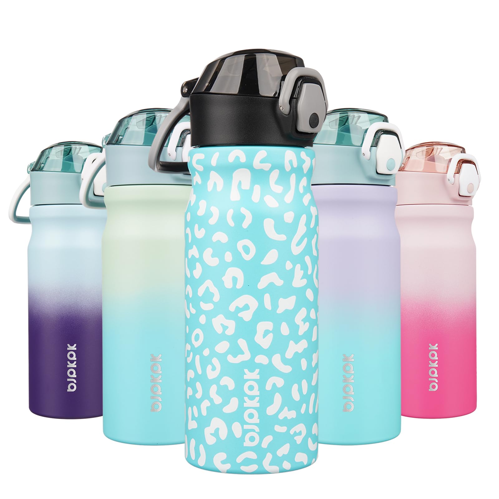 BJPKPK 18oz Insulated Water Bottle with Straw Stainless Steel Double Wall Water Bottles BPA Free Leak Proof Thermal Flask with Lockable Flip Lid and Soft Silicone Spout,Indigo Black