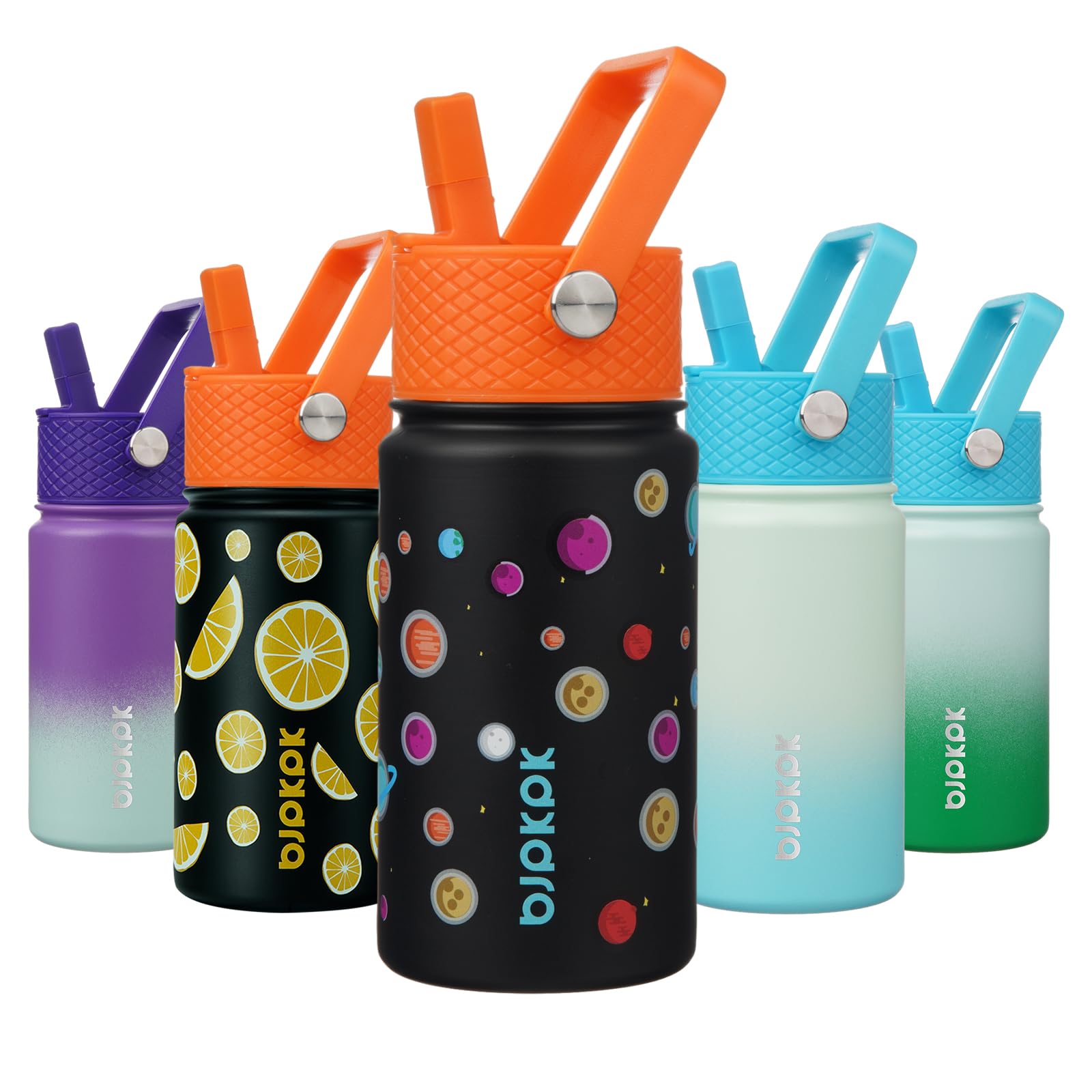 BJPKPK Insulated Water Bottle with Straw Lid, 15 oz Stainless Steel Metal Water Bottles, Reusable Leak Proof BPA Free Thermo, Flask, Cups - Lavender