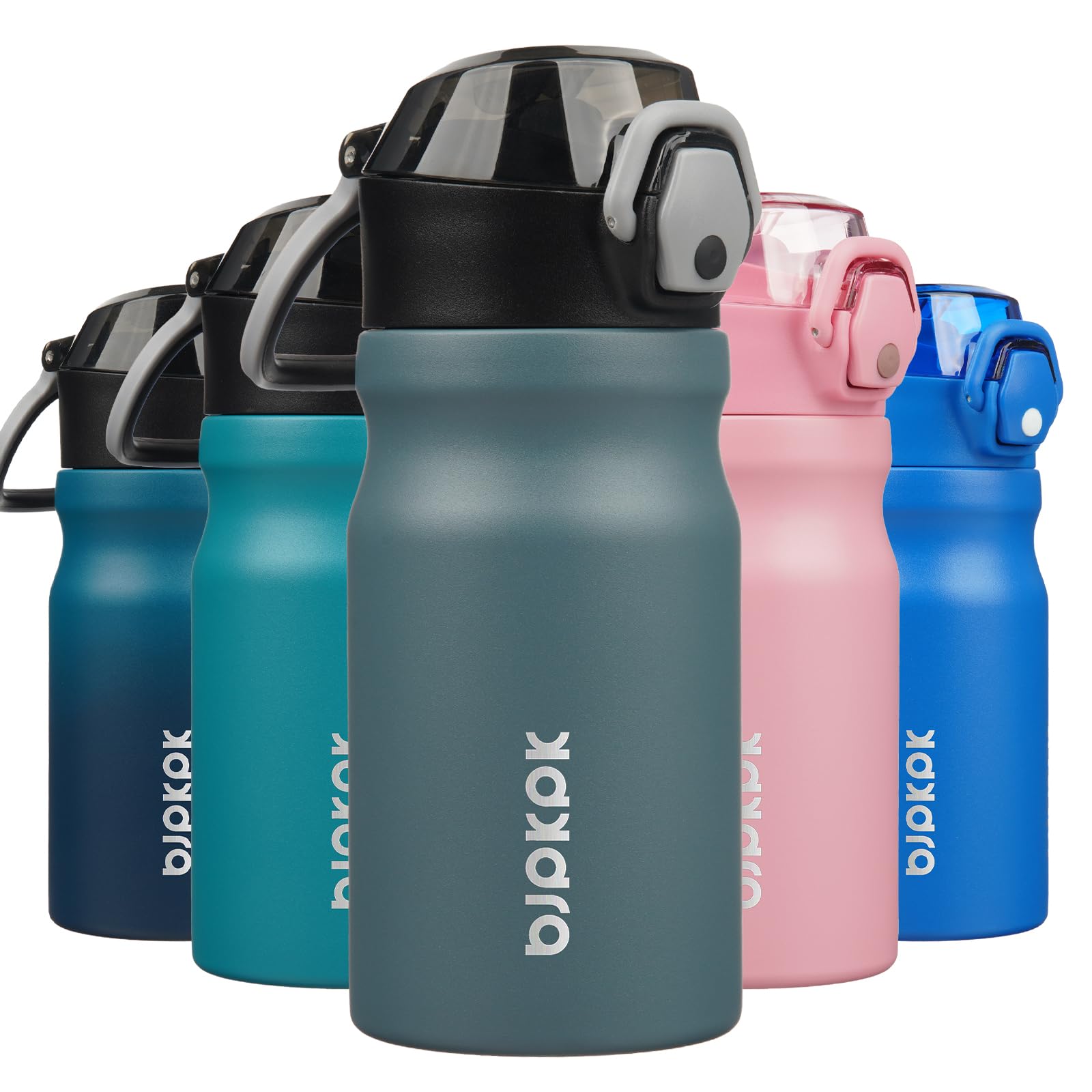 BJPKPK Stainless Steel Insulated Water Bottle with Straw Lid 14oz Reusable Metal Thermal Flask Bottles Keep Cold and Hot,Light Pink