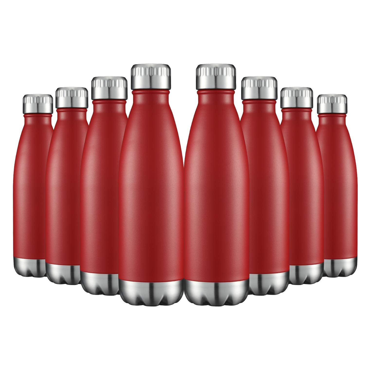 HASLE OUTFITTERS 17oz Stainless Steel Water Bottles Bulk, Vacuum Insulated Water Bottles Double Walled Powder Coated Reusable Metal Sports Water Bottles Keep Drinks Hot and Cold, White, 8Packs