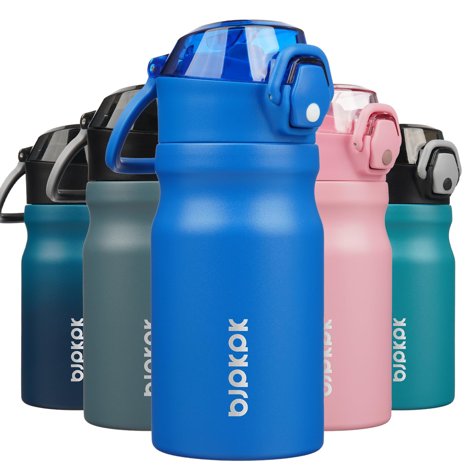 BJPKPK Stainless Steel Insulated Water Bottle with Straw Lid 14oz Reusable Metal Thermal Flask Bottles Keep Cold and Hot,Light Pink