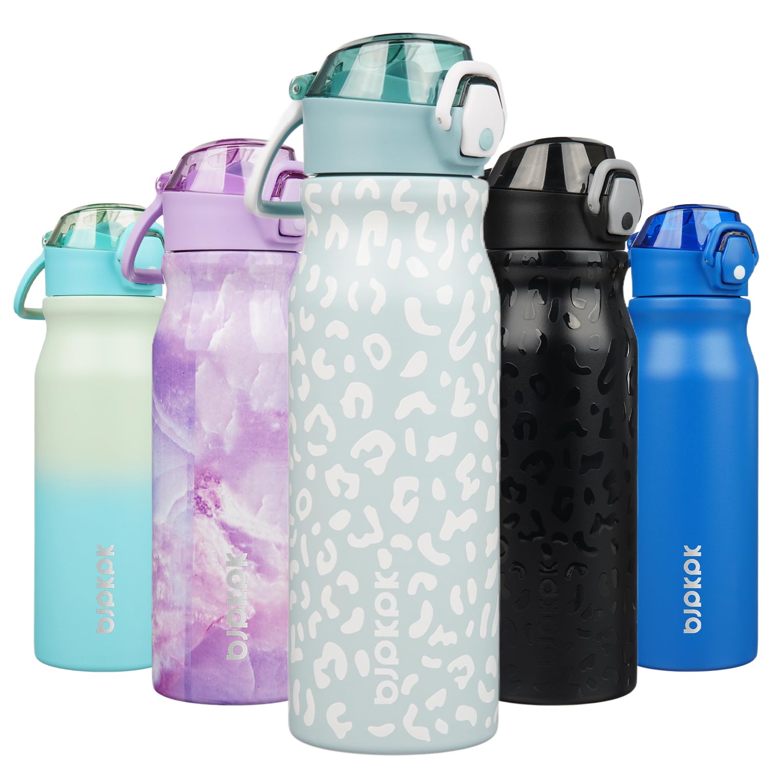 BJPKPK Stainless Steel Insulated Water Bottle with Straw Lid 14oz Reusable Metal Thermal Flask Bottles Keep Cold and Hot,Light Pink