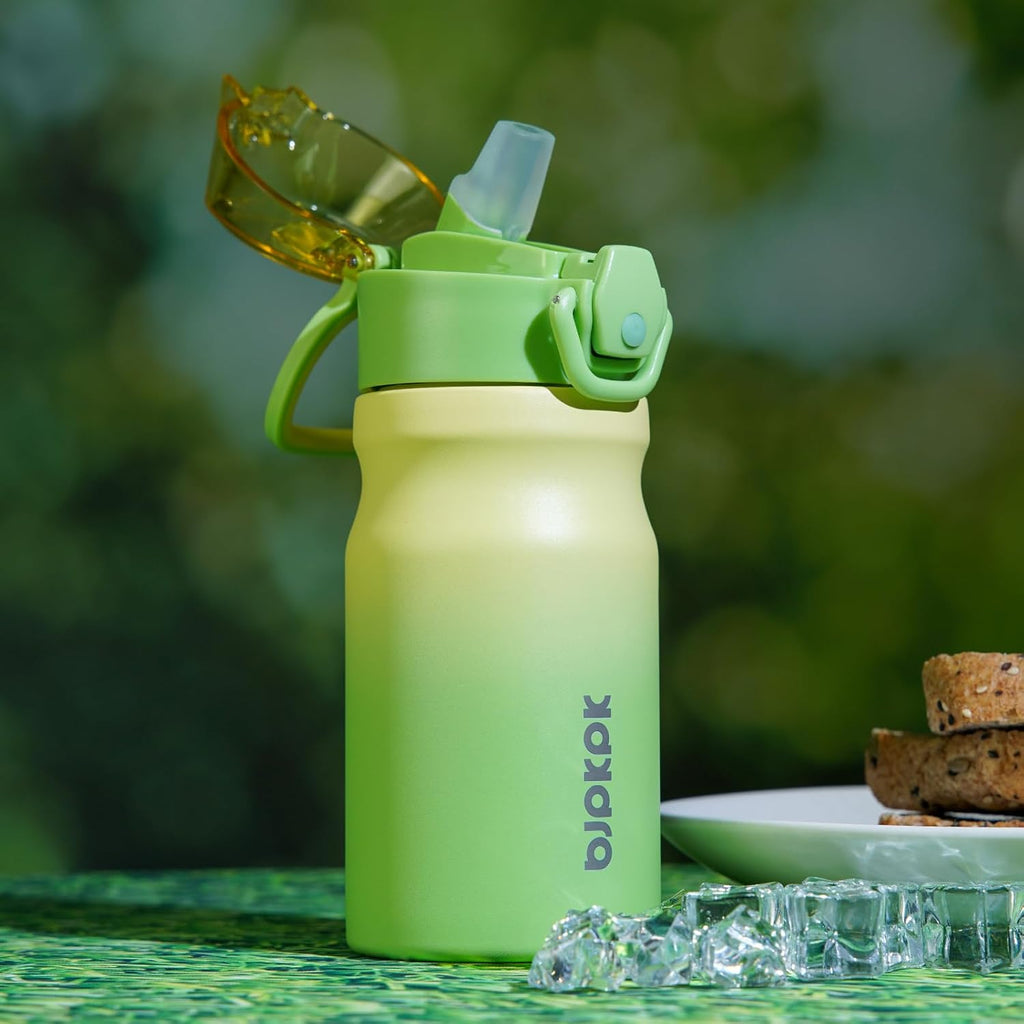 BJPKPK Stainless Steel Insulated Water Bottle with Straw Lid 14oz Reusable Metal Thermal Flask Bottles Keep Cold and Hot,Light Pink