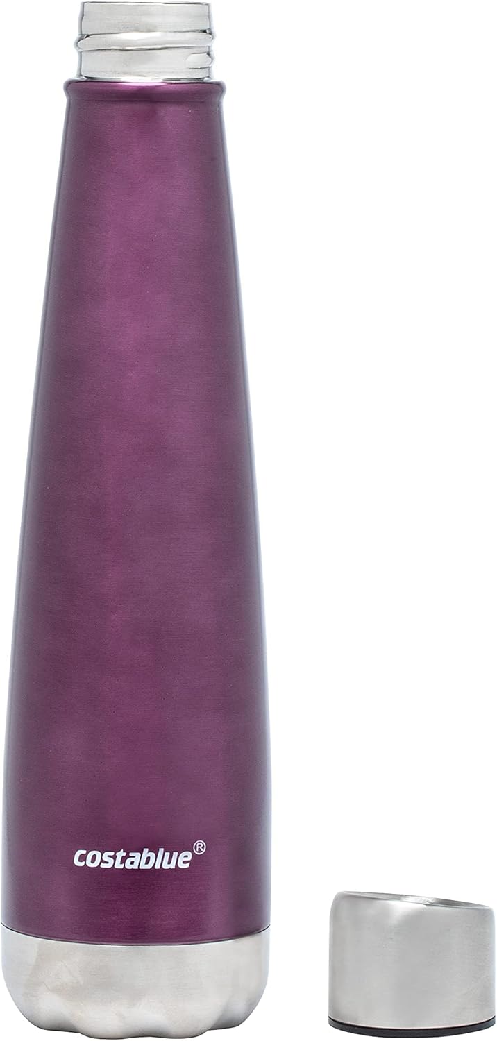 Insulated Water Bottle - On-The-Go Refillable Stainless Steel Water Bottles For Adults, Reusable Thermos Travel Tumbler With Leak-proof Lid For Hot & Cold Beverages (17Oz. Purple)