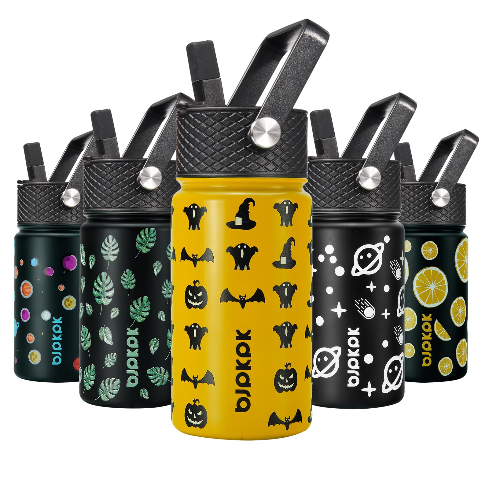 BJPKPK Insulated Water Bottle with Straw Lid, 15 oz Stainless Steel Metal Water Bottles, Reusable Leak Proof BPA Free Thermo, Flask, Cups - Lavender