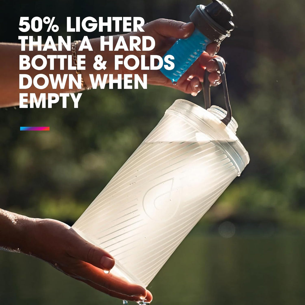 HydraPak Flux+ 1.5L Filter Kit - Collapsible Backpacking Water Bottle - BPA Free, Ultra Light, Spill-Proof Twist Cap, Clear