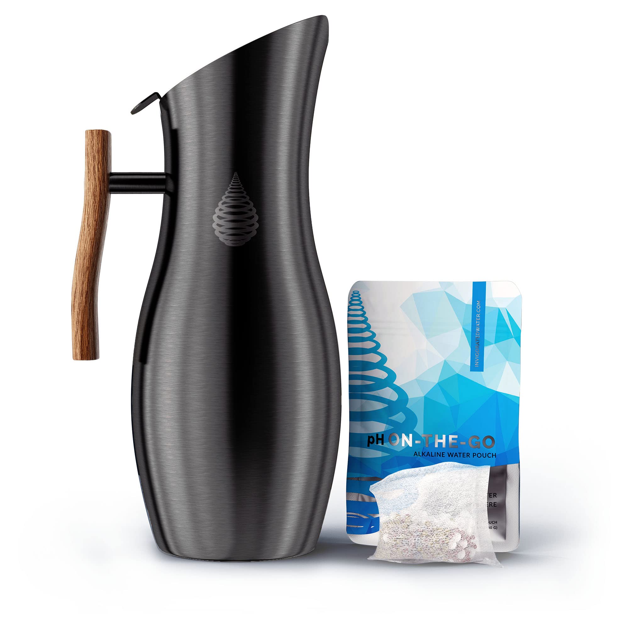 Invigorated Water pH Vitality Alkaline Water Filter Pitcher for Drinking Water Stainless Steel - Water Pitcher with Filter for Tap Water, High pH Filtered Purifier with Alkaline Filter - 1.9L (Silver)