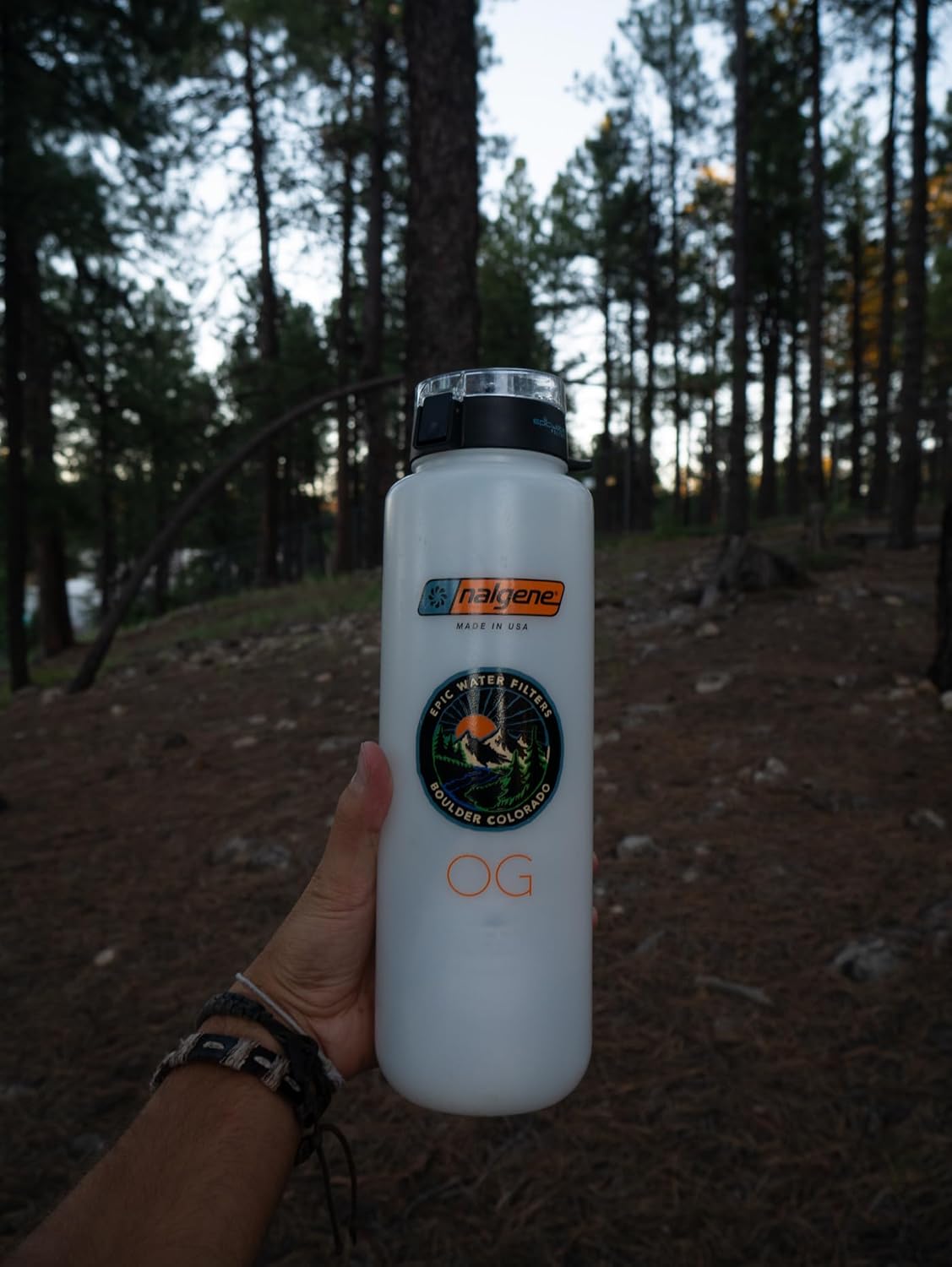 Epic Water Filters Nalgene OG Water Bottle with Filter, USA Made, BPA Free, Removes 99.99% Tap Water Contaminants, Forever Chemicals, White LDPE, 48 oz