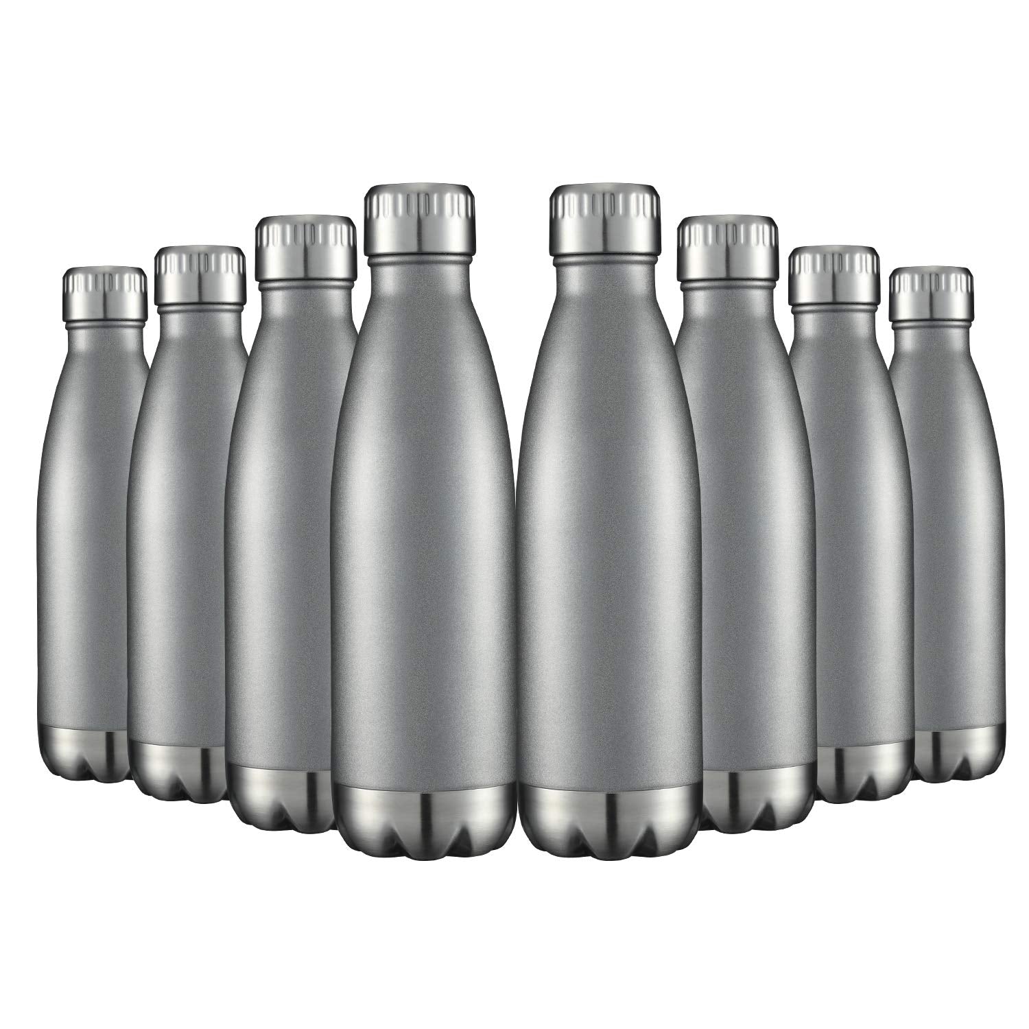 HASLE OUTFITTERS 17oz Stainless Steel Water Bottles Bulk, Vacuum Insulated Water Bottles Double Walled Powder Coated Reusable Metal Sports Water Bottles Keep Drinks Hot and Cold, White, 8Packs