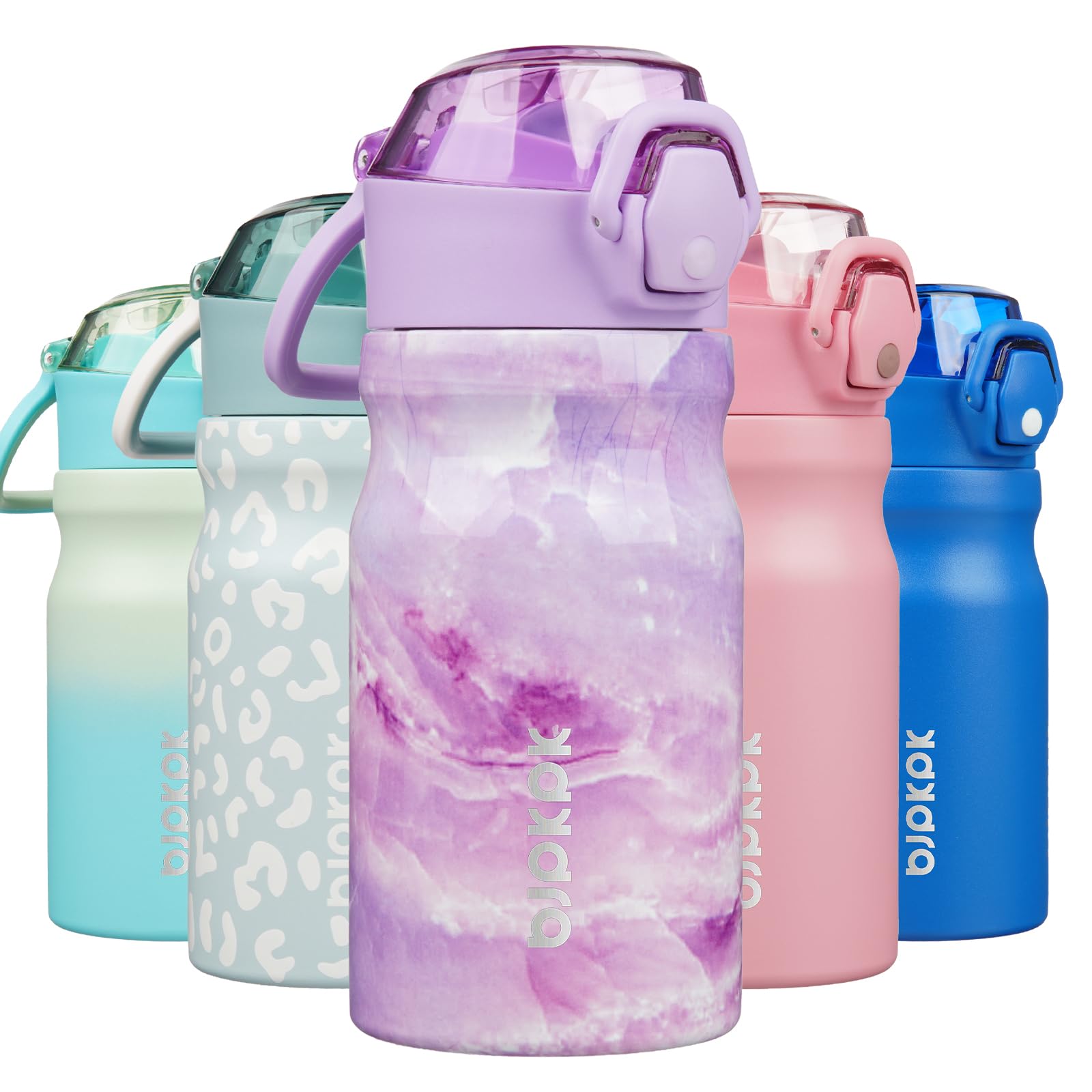 BJPKPK 18oz Insulated Water Bottle with Straw Stainless Steel Double Wall Water Bottles BPA Free Leak Proof Thermal Flask with Lockable Flip Lid and Soft Silicone Spout,Indigo Black