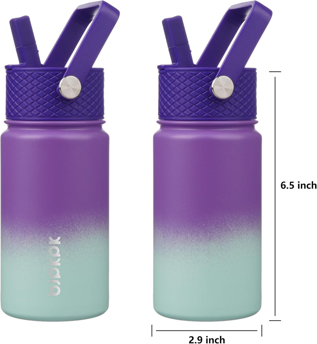 BJPKPK Insulated Water Bottle with Straw Lid, 15 oz Stainless Steel Metal Water Bottles, Reusable Leak Proof BPA Free Thermo, Flask, Cups - Lavender
