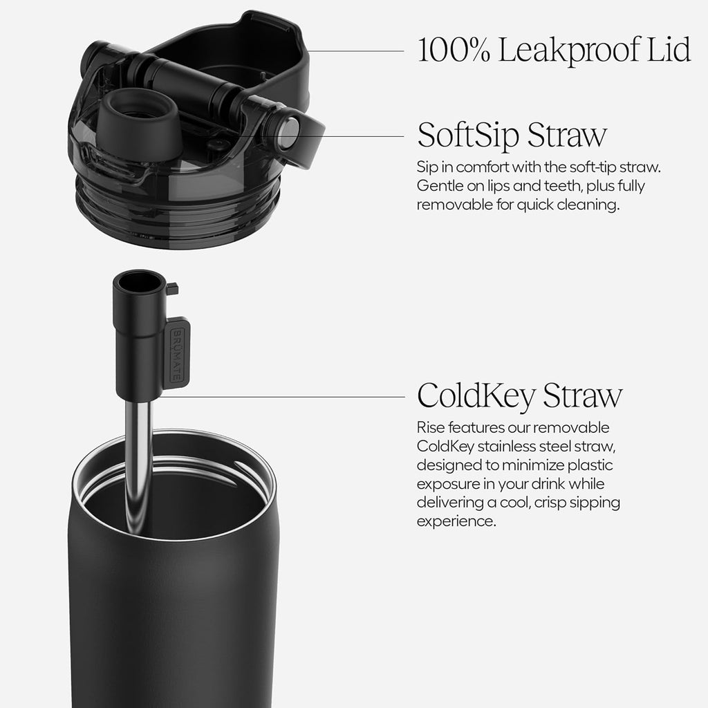 BrüMate Rise 35oz Water Bottle With Covered Silicone Straw | 100% Leakproof Insulated Water Bottle | Soft Sip Silicone Spout | Made of Stainless Steel | 35oz (Rose Taupe)