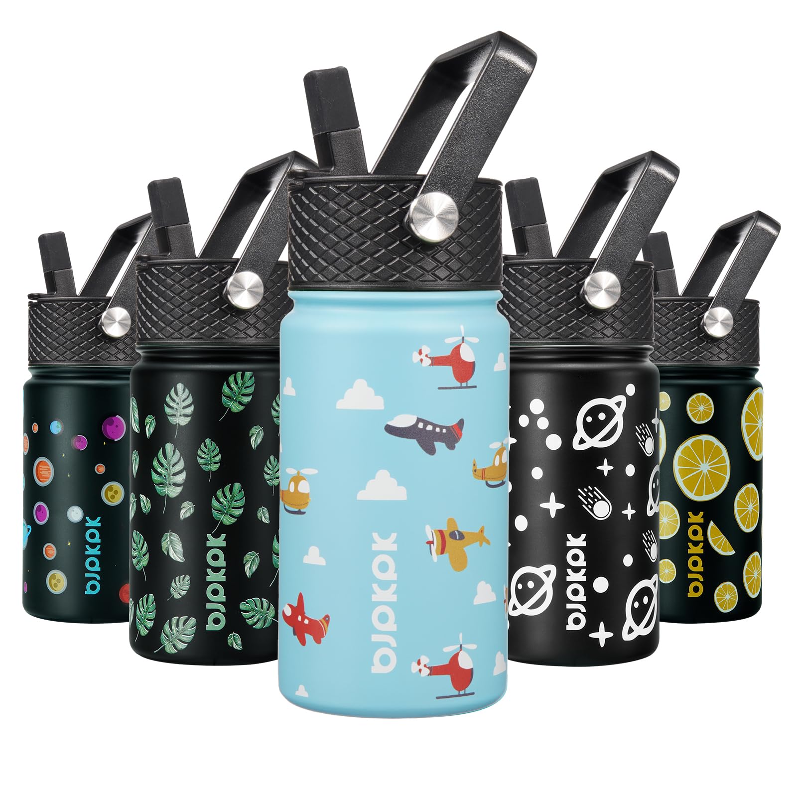 BJPKPK Insulated Water Bottle with Straw Lid, 15 oz Stainless Steel Metal Water Bottles, Reusable Leak Proof BPA Free Thermo, Flask, Cups - Lavender