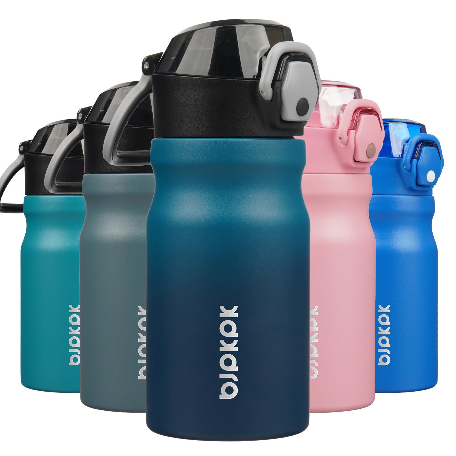 BJPKPK 18oz Insulated Water Bottle with Straw Stainless Steel Double Wall Water Bottles BPA Free Leak Proof Thermal Flask with Lockable Flip Lid and Soft Silicone Spout,Indigo Black