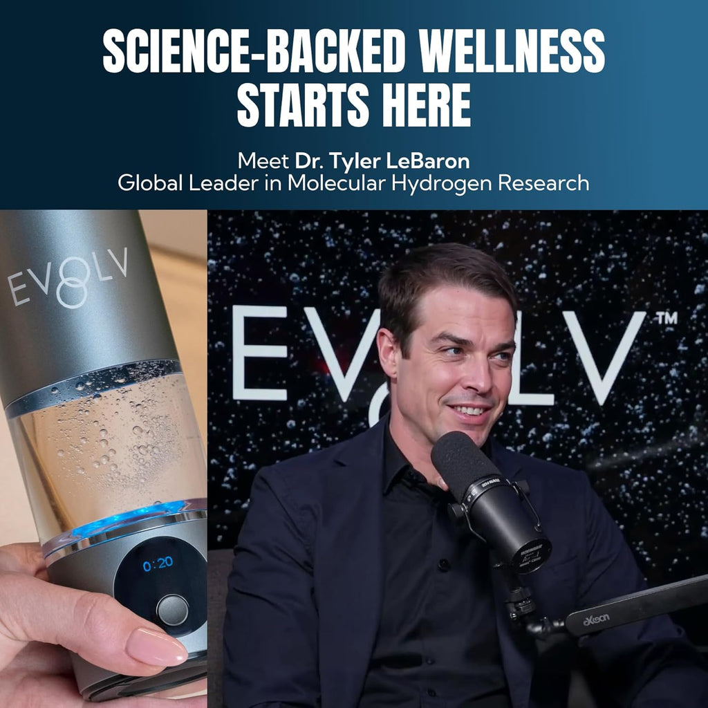 EVOLV Hydrogen Water Bottle Generator – SPE & PEM Water Ionizer 5.4PPM, Highest H2 Concentration – Portable 8oz Hydrogenated Water Bottle – Leak-Proof Hydrogen Water Machine, Easy to Use – Champagne