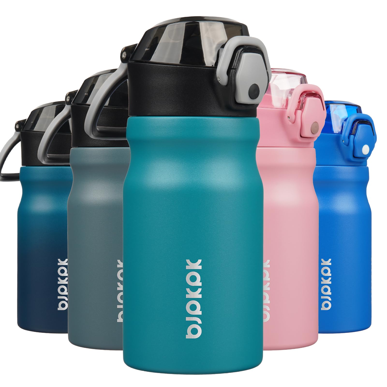 BJPKPK Stainless Steel Insulated Water Bottle with Straw Lid 14oz Reusable Metal Thermal Flask Bottles Keep Cold and Hot,Light Pink