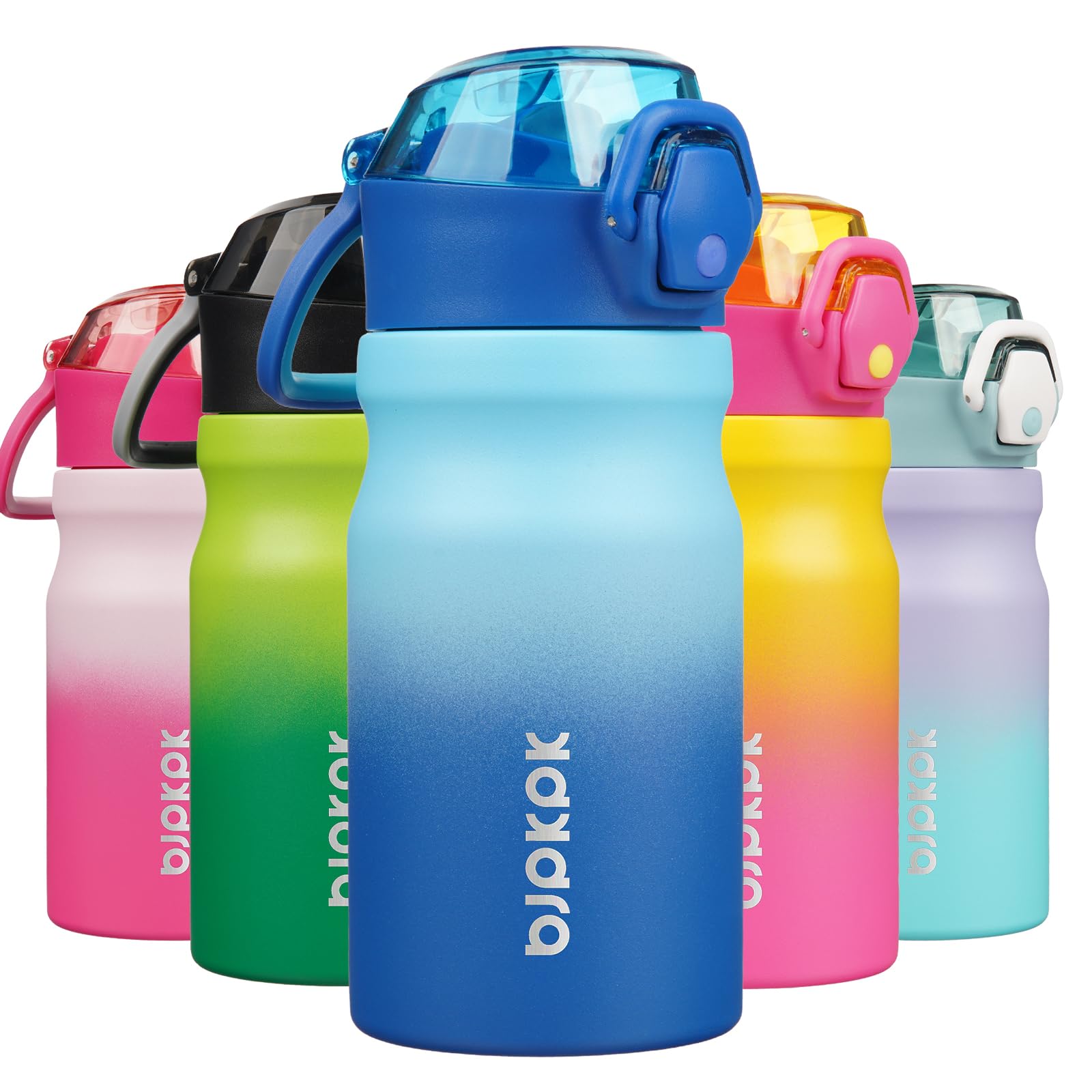 BJPKPK Stainless Steel Insulated Water Bottle with Straw Lid 14oz Reusable Metal Thermal Flask Bottles Keep Cold and Hot,Light Pink