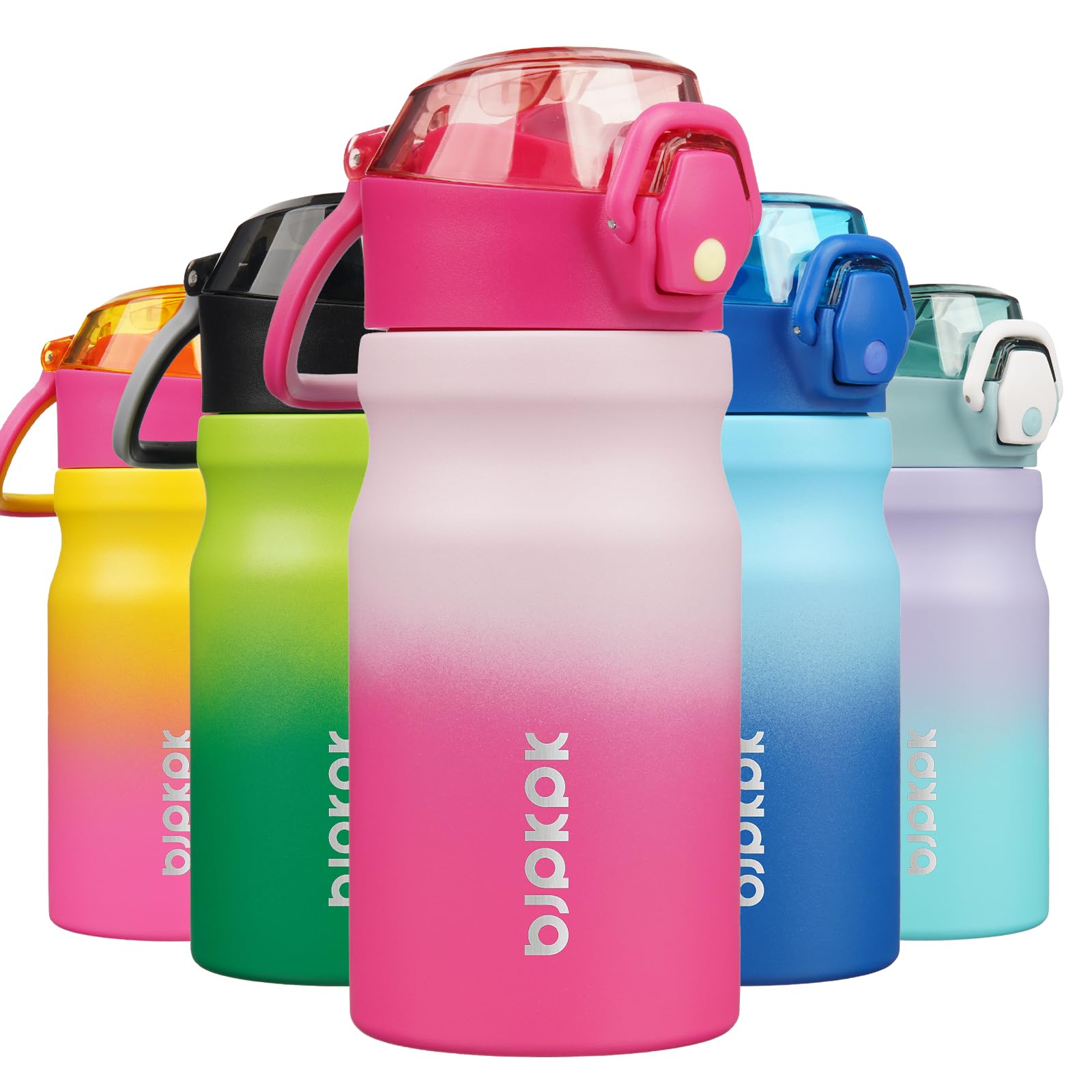 BJPKPK 18oz Insulated Water Bottle with Straw Stainless Steel Double Wall Water Bottles BPA Free Leak Proof Thermal Flask with Lockable Flip Lid and Soft Silicone Spout,Indigo Black