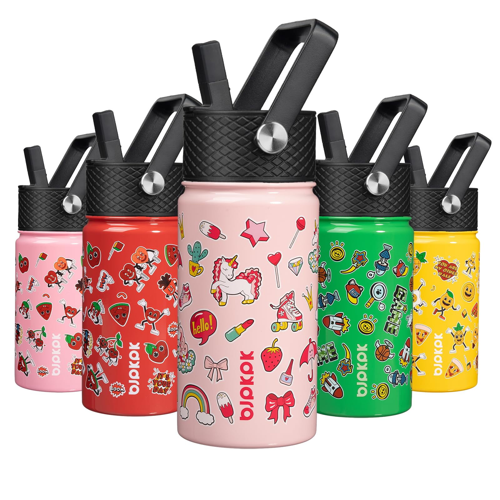 BJPKPK Insulated Water Bottle with Straw Lid, 15 oz Stainless Steel Metal Water Bottles, Reusable Leak Proof BPA Free Thermo, Flask, Cups - Lavender